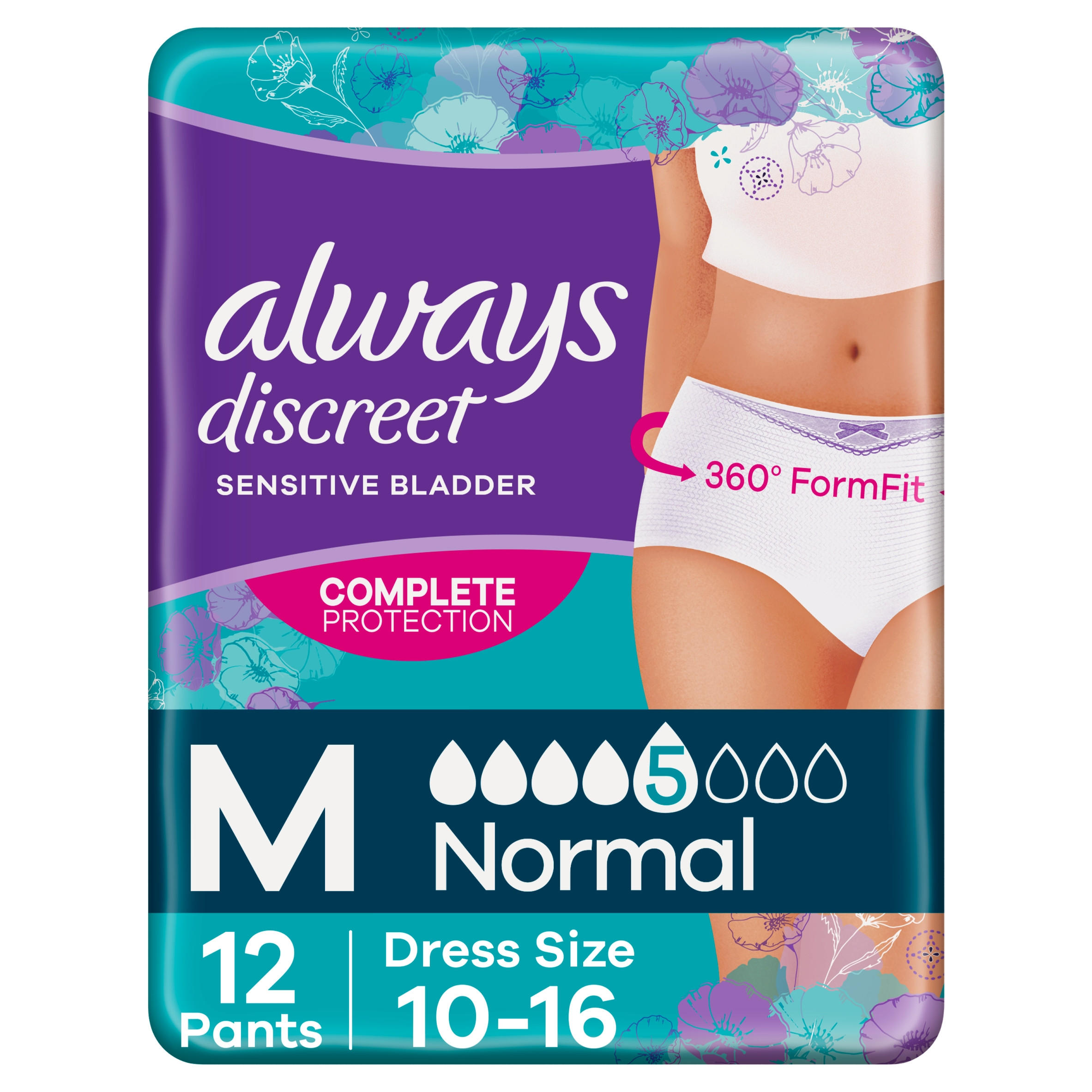 Always Discreet Underwear Incontinence Pants Women Normal M X12 Women