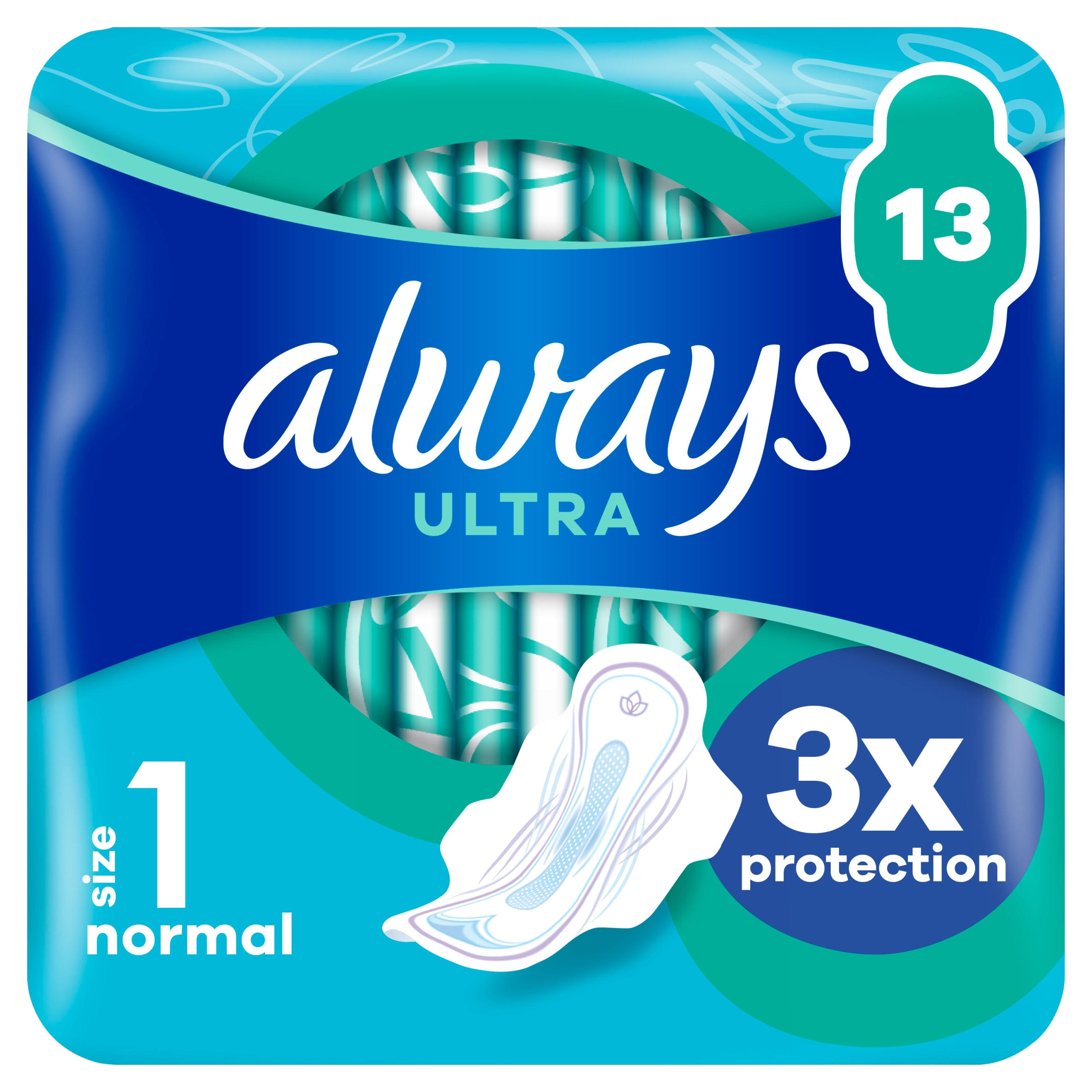 Always Ultra Day Sanitary Towels Normal (Size 1) Wings 13 Pads Womens
