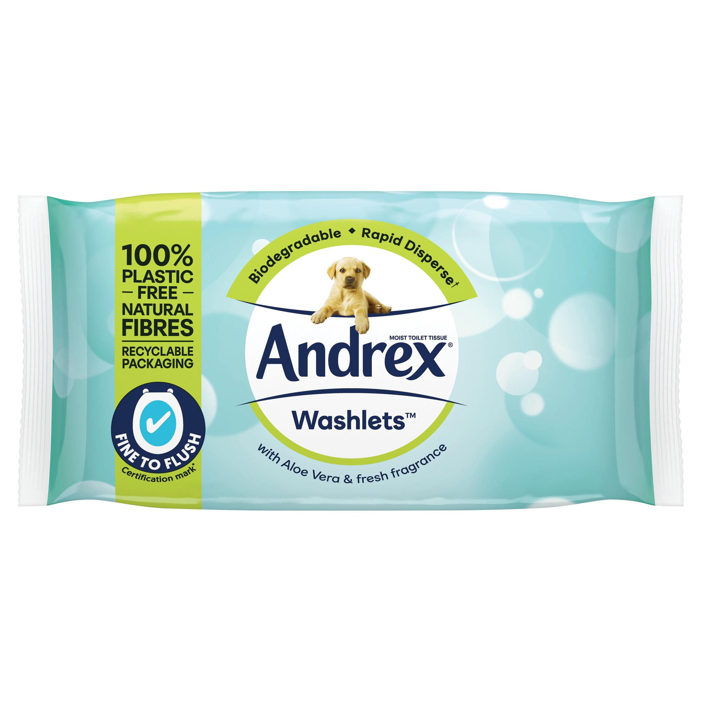 Andrex® Aloe Vera Washlets™ Single Pack (36 Sheets) Toilet Roll