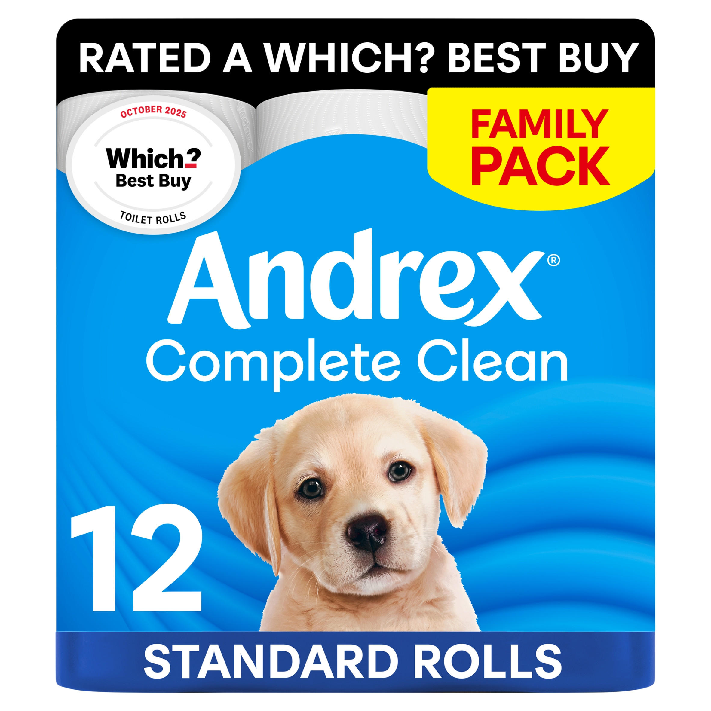 Andrex Complete Clean Toilet Tissue Standard Rolls 9 Rolls