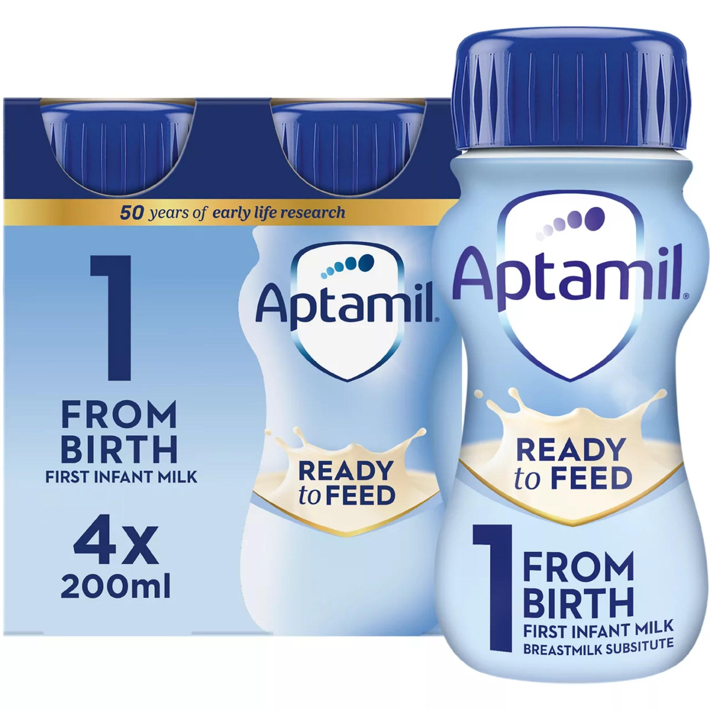Aptamil Advanced 1 First Baby Milk Formula Liquid Ready to Feed from Birth 4x200ml