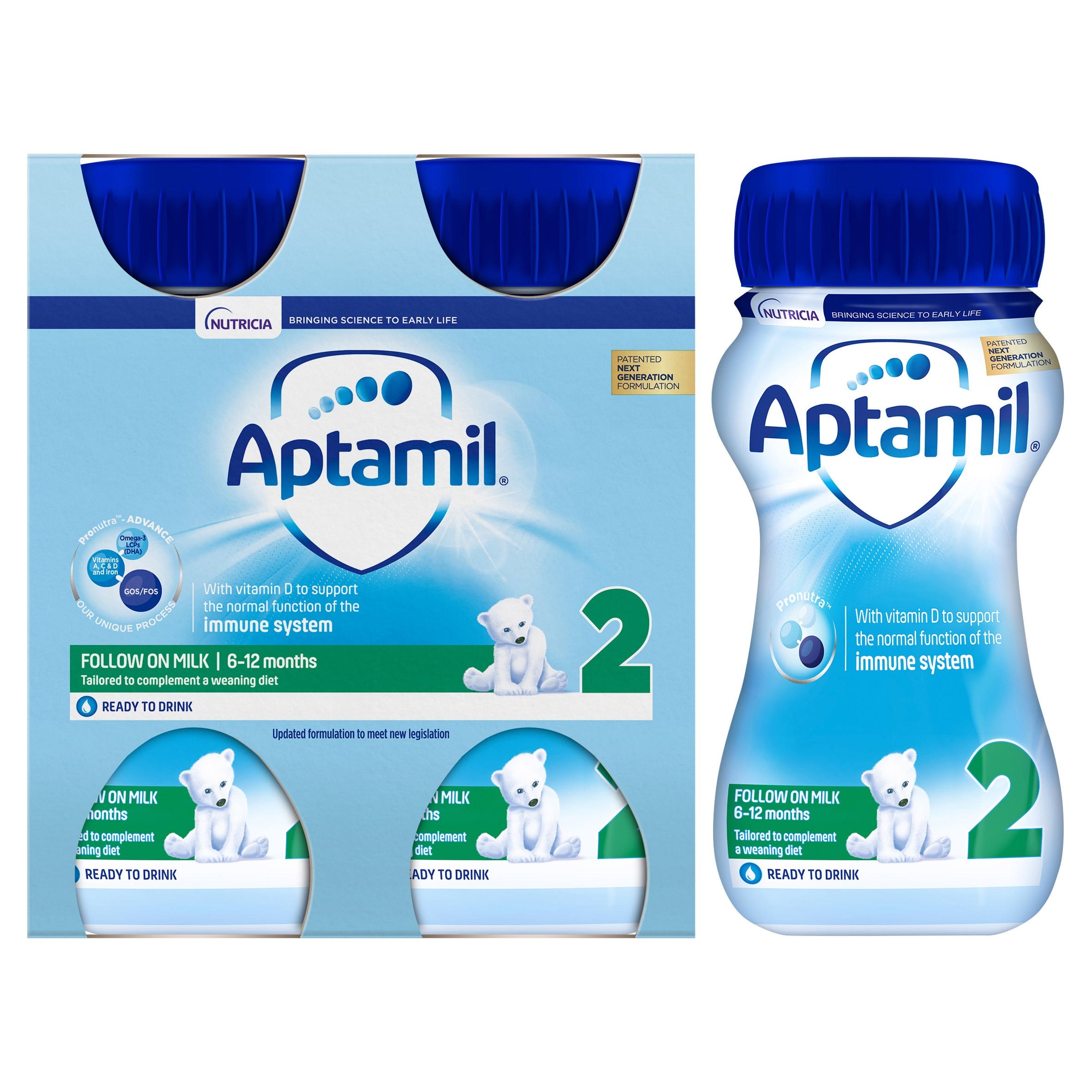 Aptamil 2 Follow On Baby Milk Formula Multipack 4 x 200ml Baby