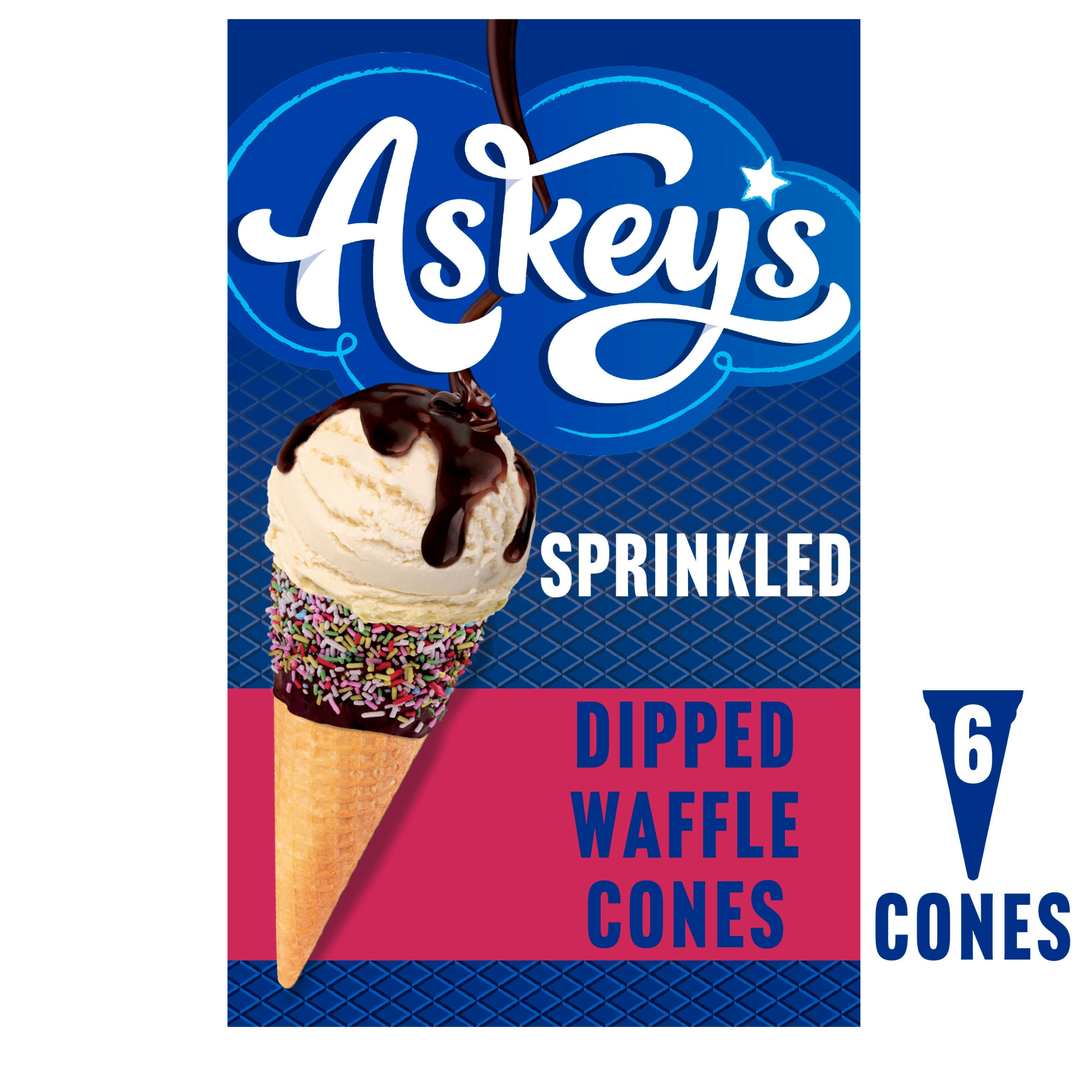 The Deluxe Waffle 6 Sprinkled Dipped Cones