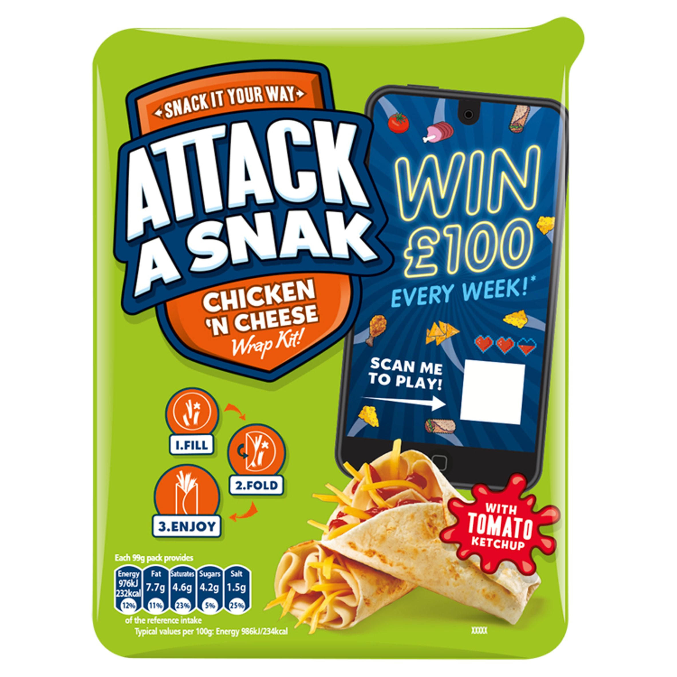 Attack a Snack Chicken 'n Cheese Wrap Kit with Tomato Ketchup 99g