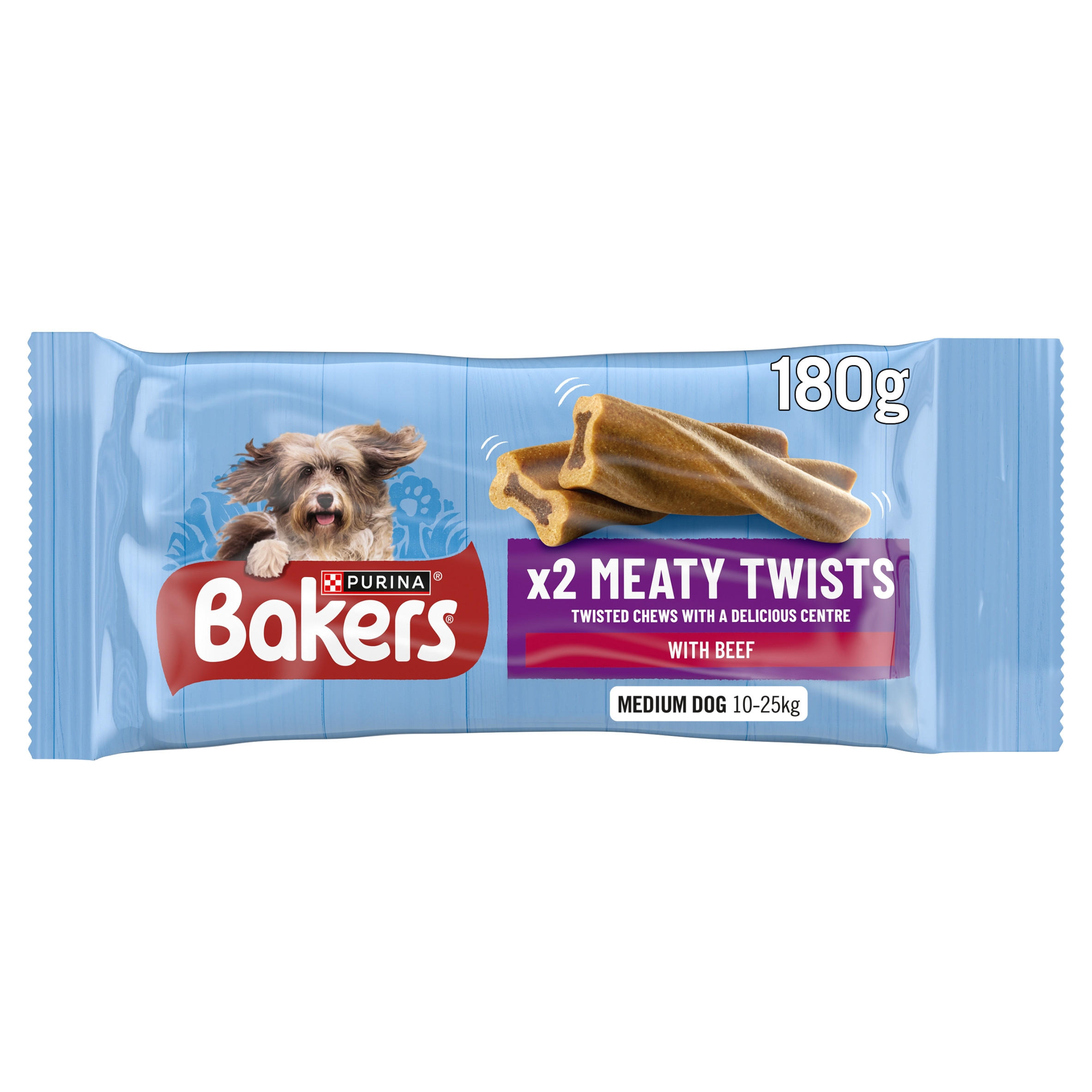 BAKERS Meaty Twists Medium Beef Dog Chews 180g Pet Treats Iceland Foods