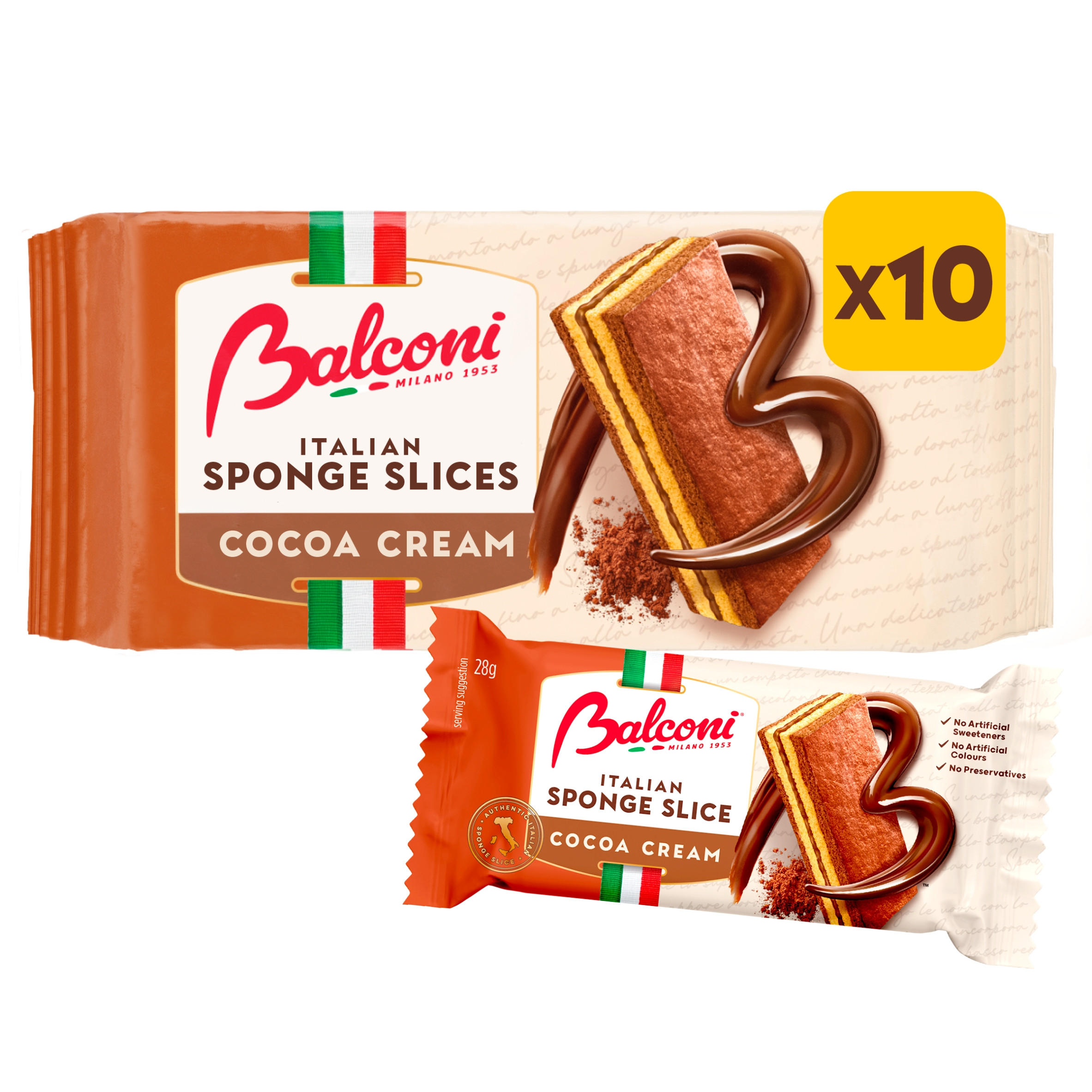 Balconi Italian Sponge Slices Cocoa Cream 10 pack