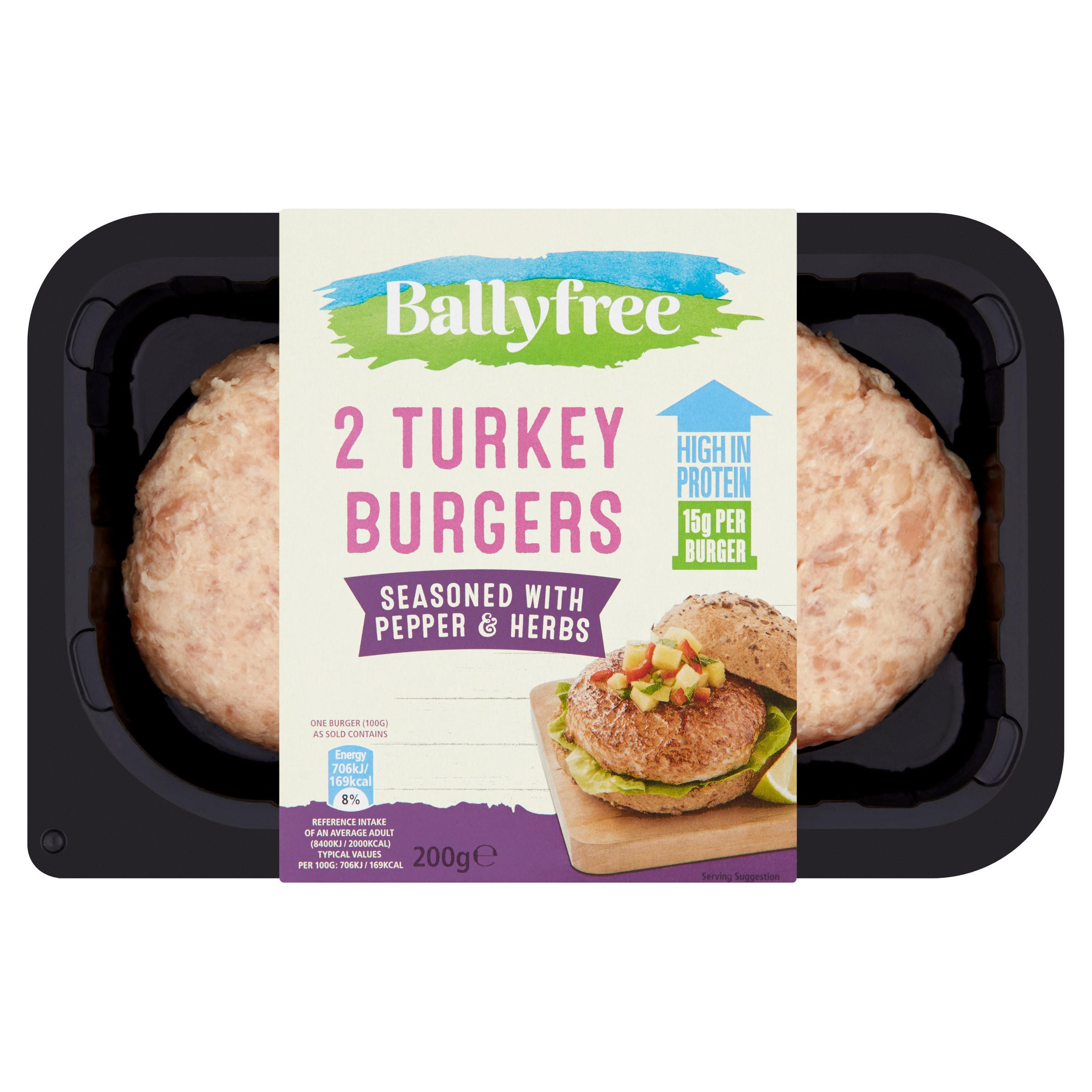 Ballyfree 2 Turkey Burgers 200g Chicken & Turkey Iceland Foods