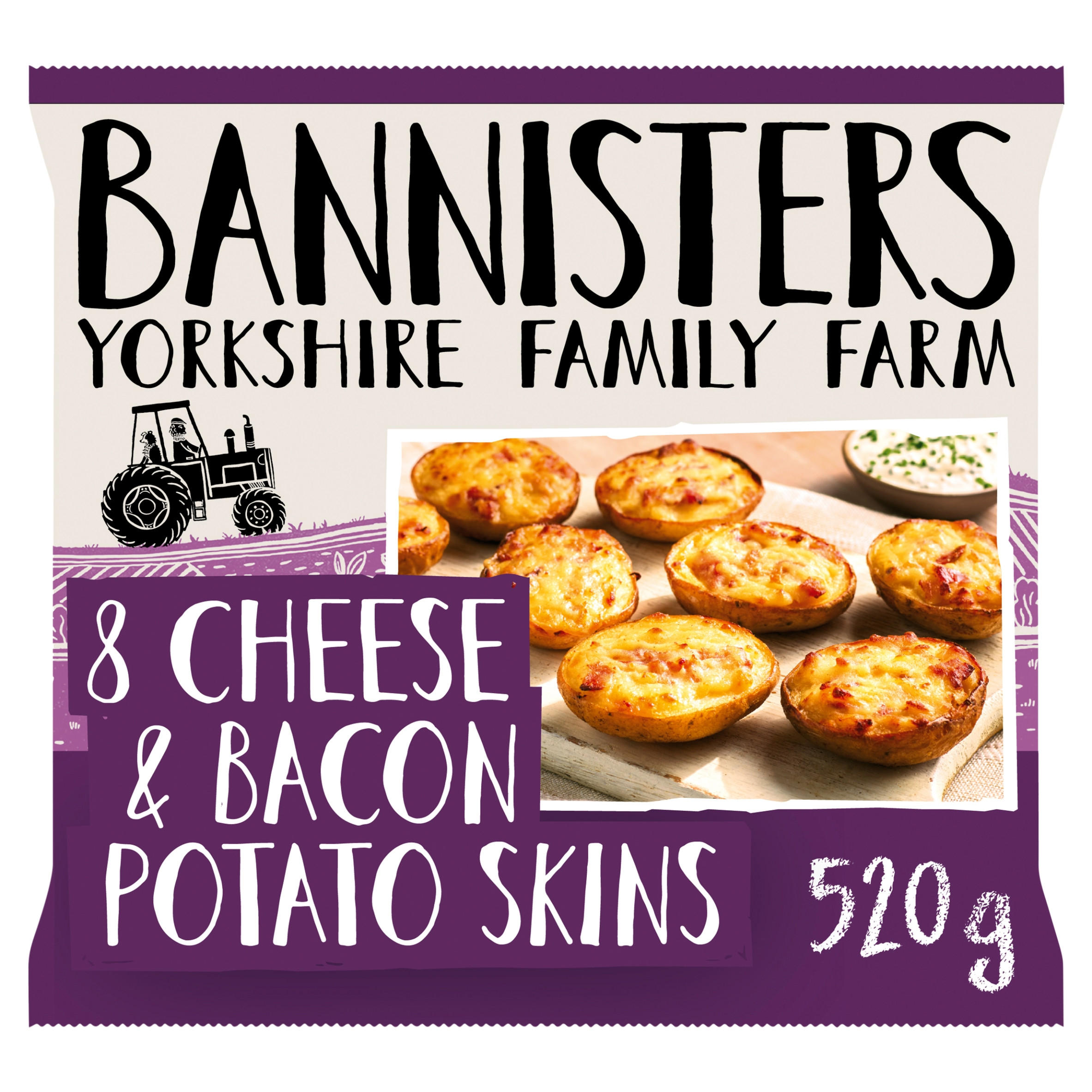 Bannisters Yorkshire Family Farm 8 Cheese & Bacon Potato Skins 520g