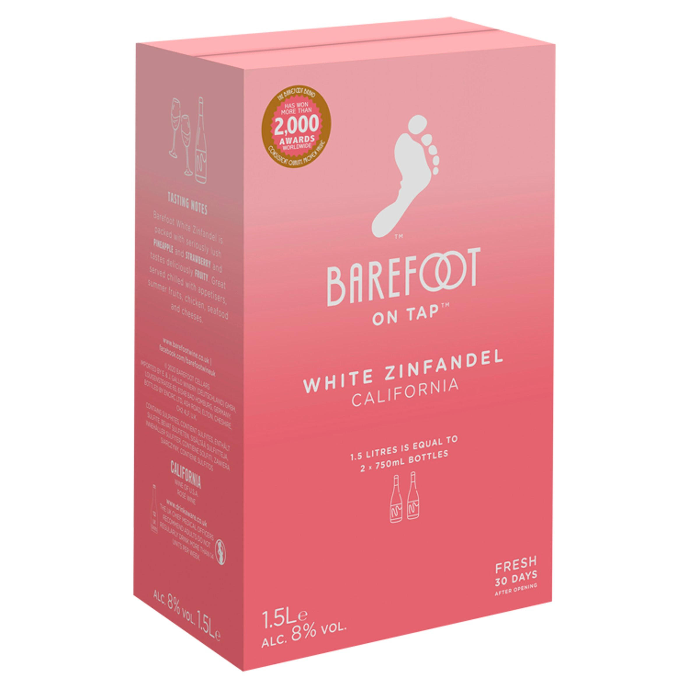 Barefoot On Tap White Zinfandel Rosé Wine 1.5L