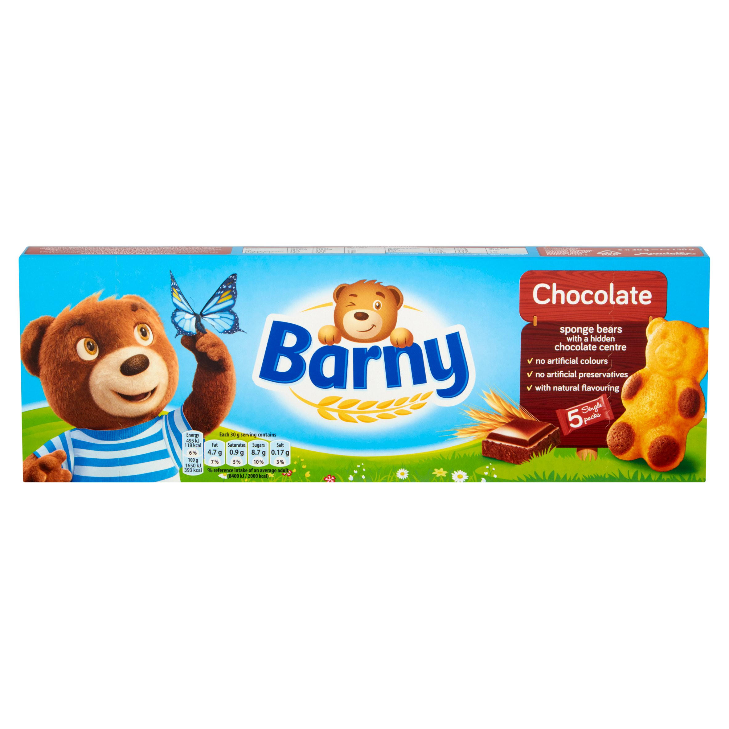 Barny Chocolate Sponge Bear 5 Packs 150g | Mini Rolls & Cake Bars ...