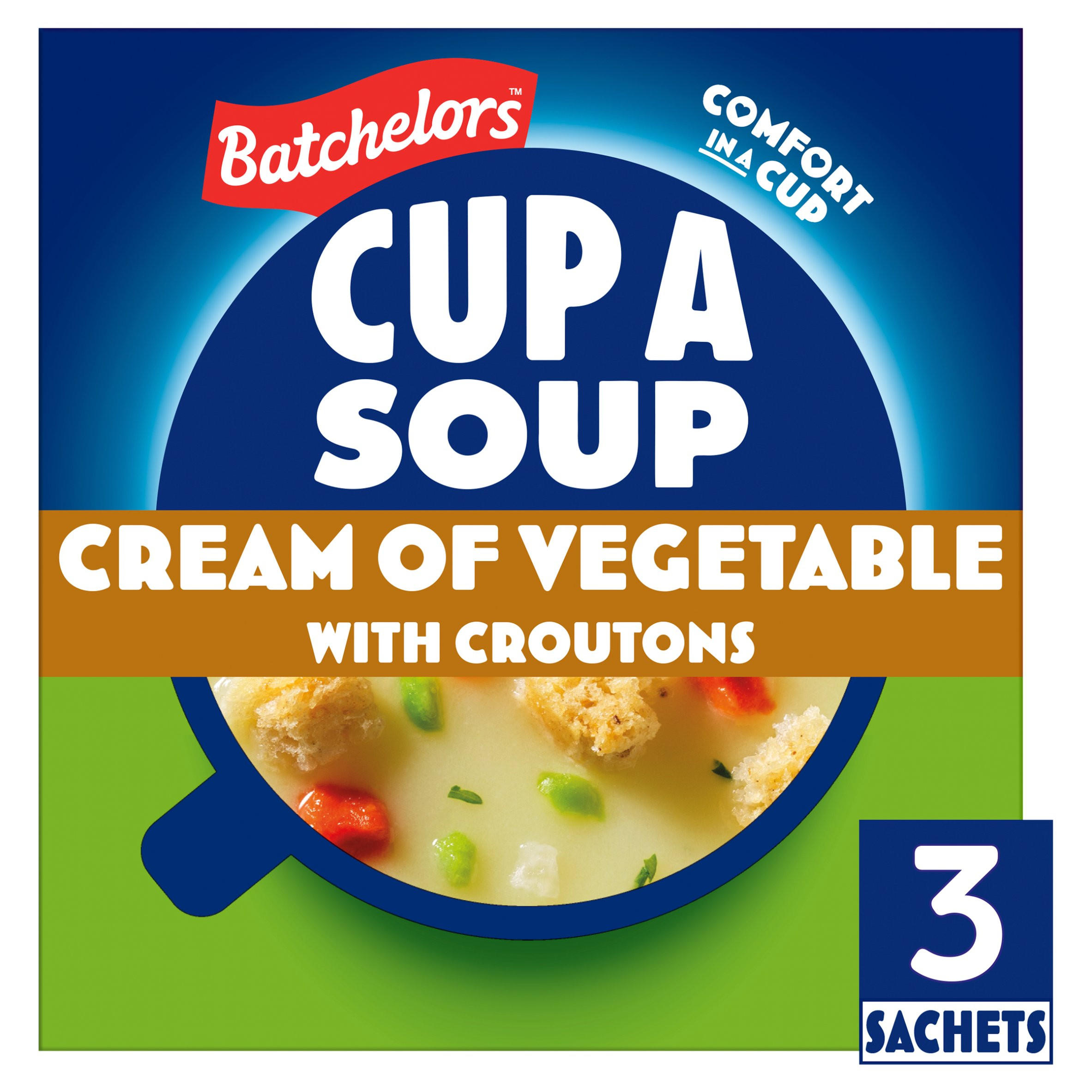 Batchelors Cup a Soup Cream of Vegetable with Croutons Instant Soup Sachets x3 90g