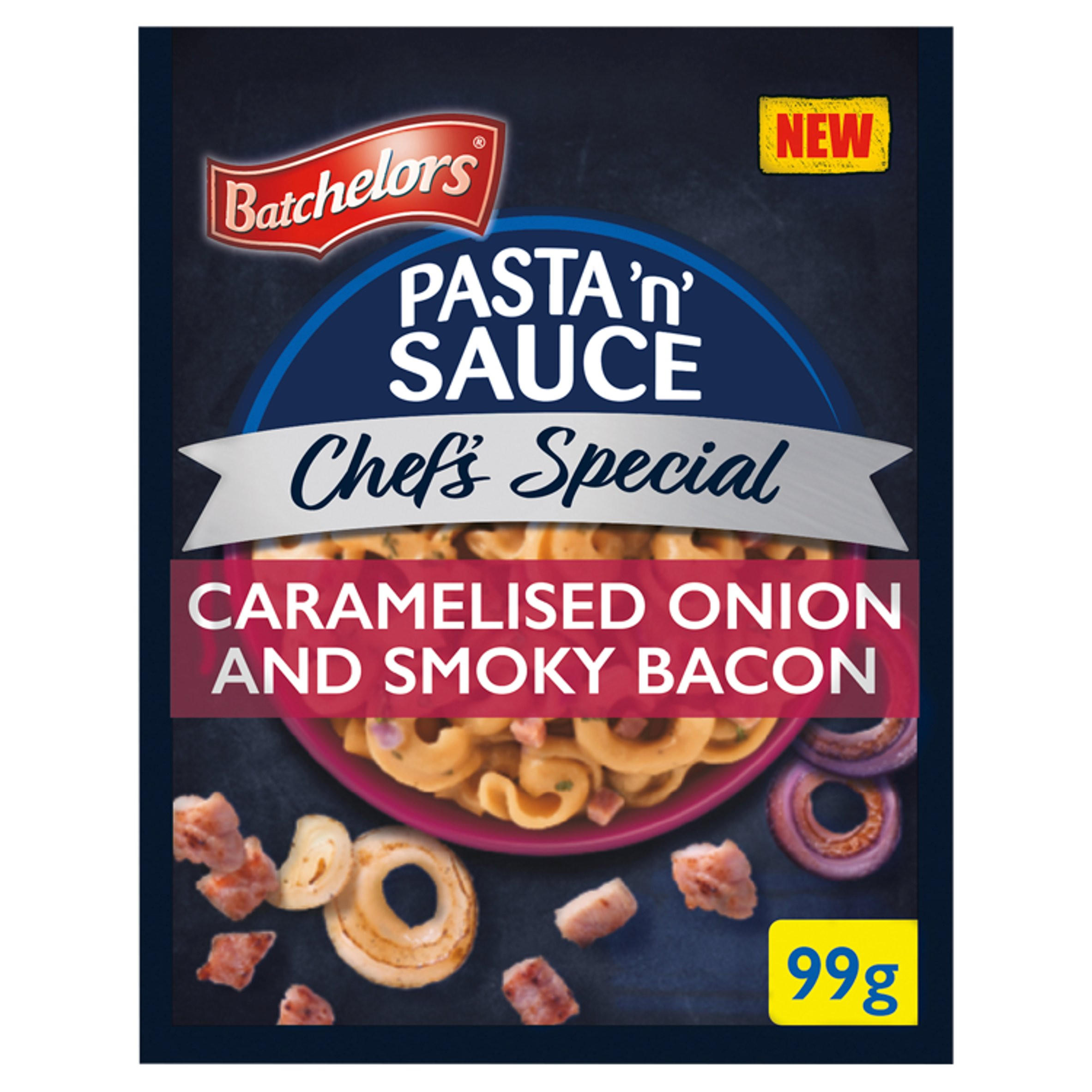 Batchelors Pasta 'n' Sauce Chefs Special Caramelised Onion and Smoky Bacon Flavour Instant Pasta Sachet 99g