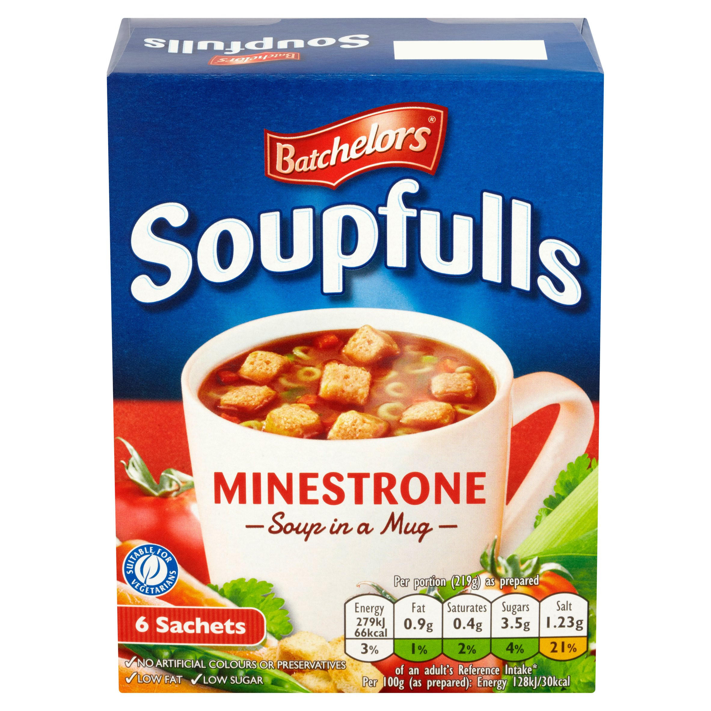 Batchelors Soupfulls Minestrone Soup In A Mug 6 Pack 114g Canned