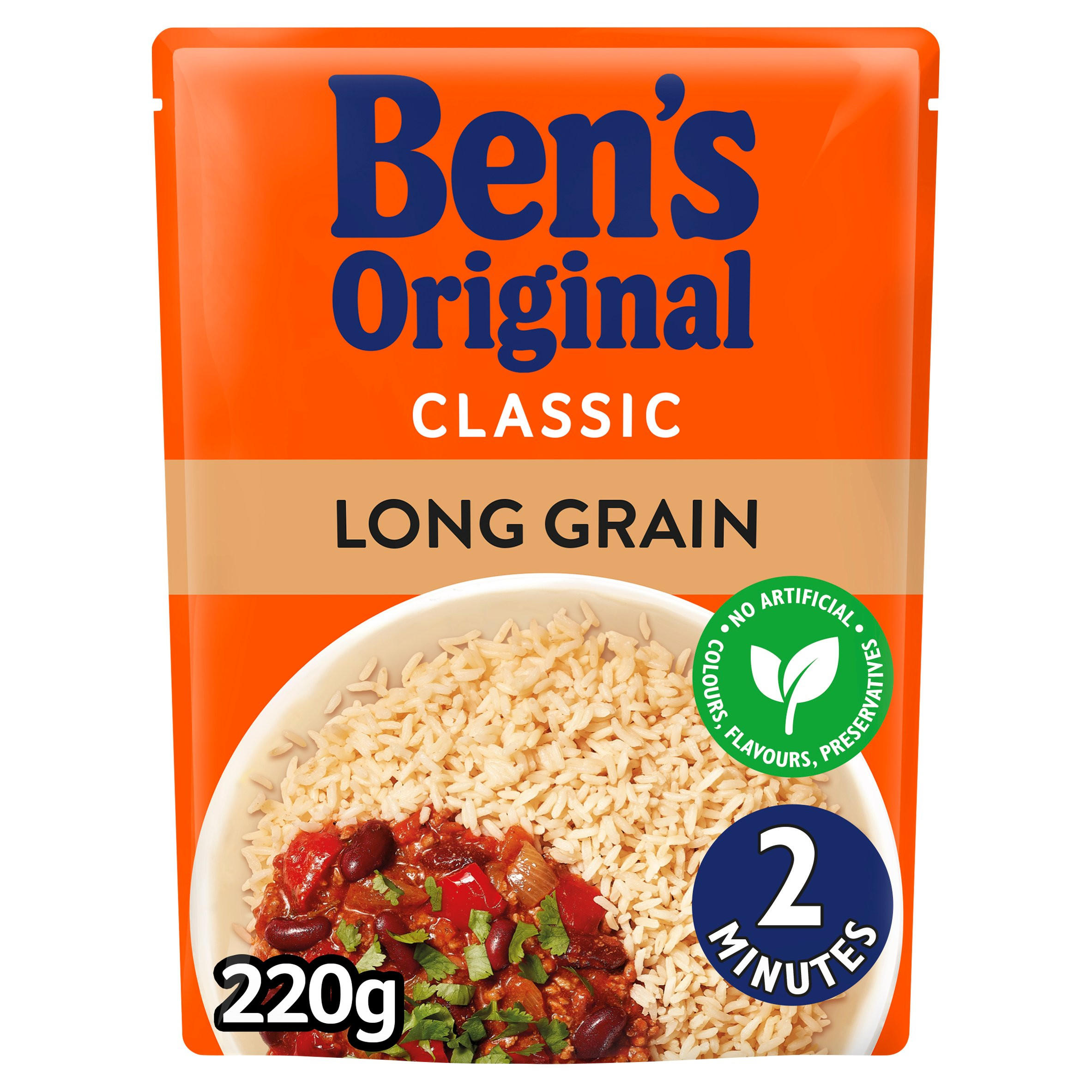 Ben S Original Classic Long Grain 220g Rice Grains Pulses   Bens Original Classic Long Grain 220g 15348 T1 