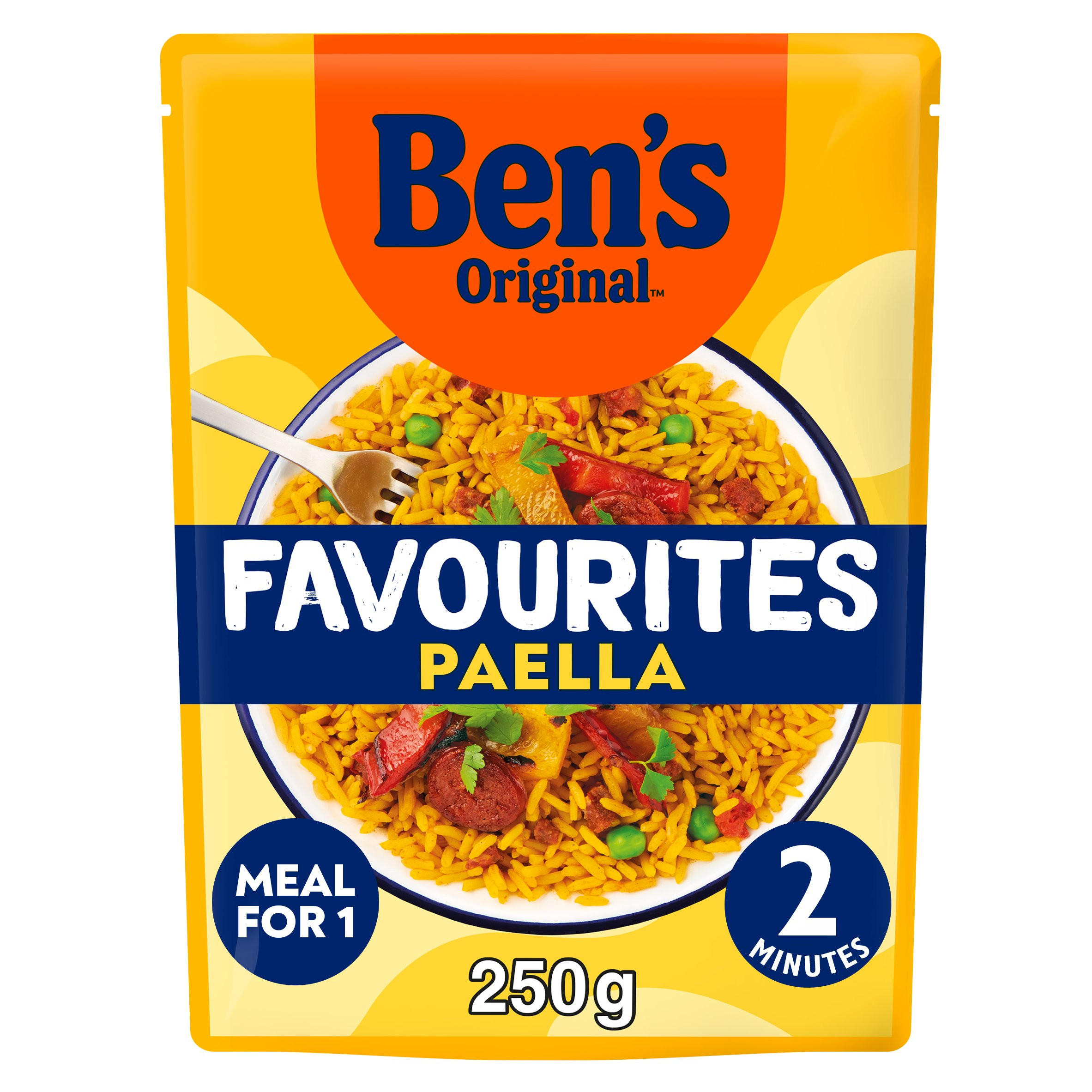 Bens Original Favourites Paella Chorizo and Vegetable Microwave Rice Instant Meal 250g