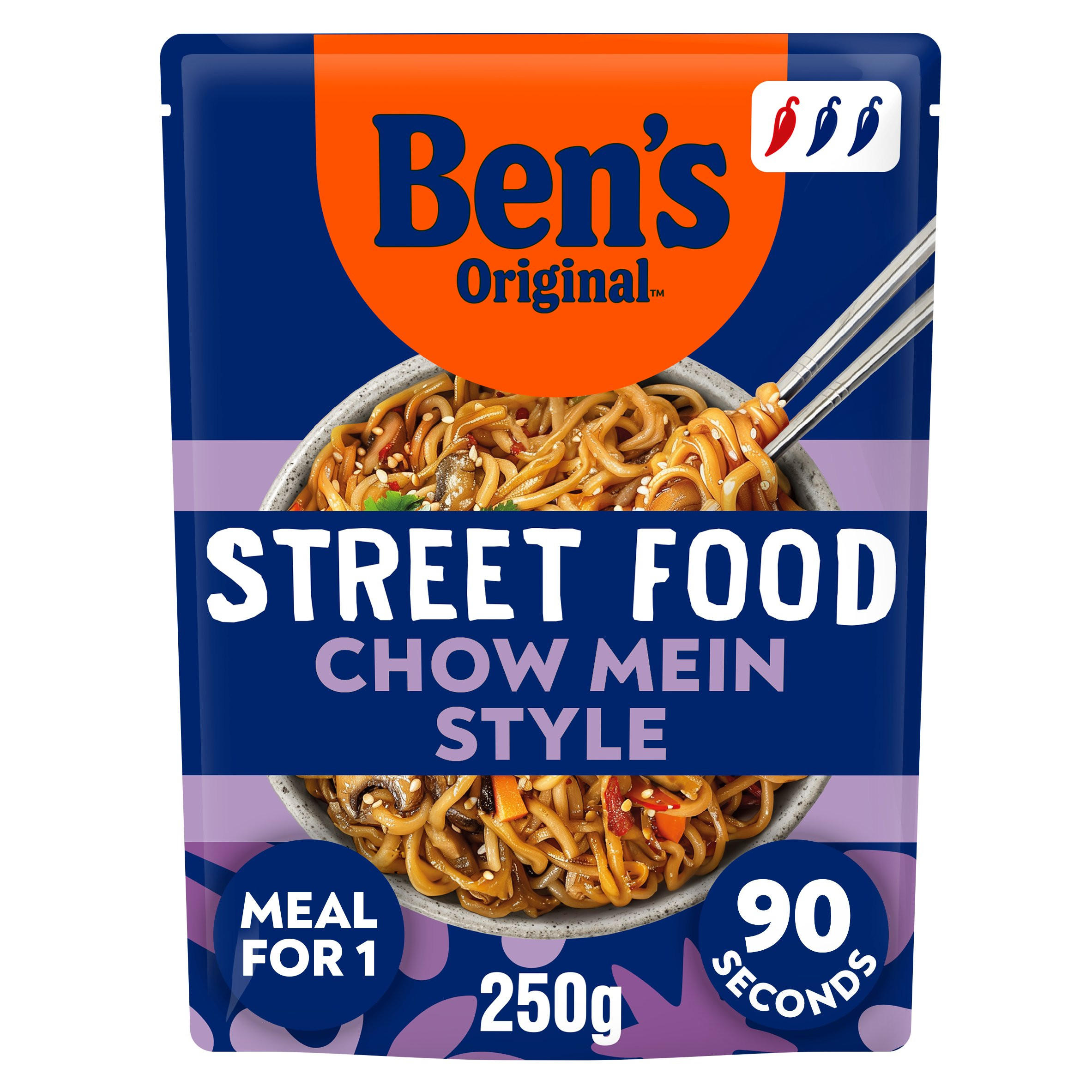 Bens Original Street Food Chinese Chow Mein Noodles Ready Meal 250g