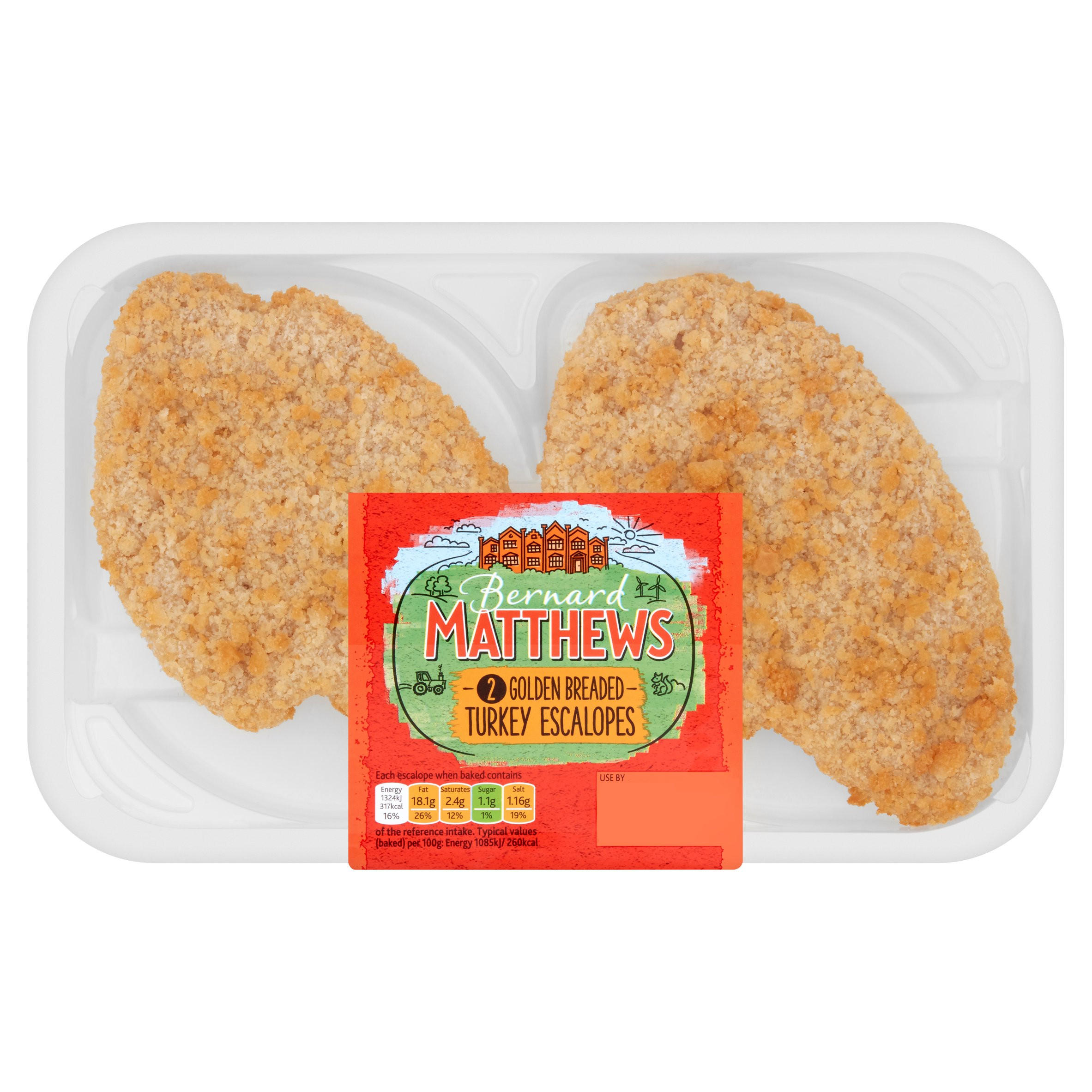 Bernard Matthews 2 Golden Breaded Turkey Escalopes 260g Chicken