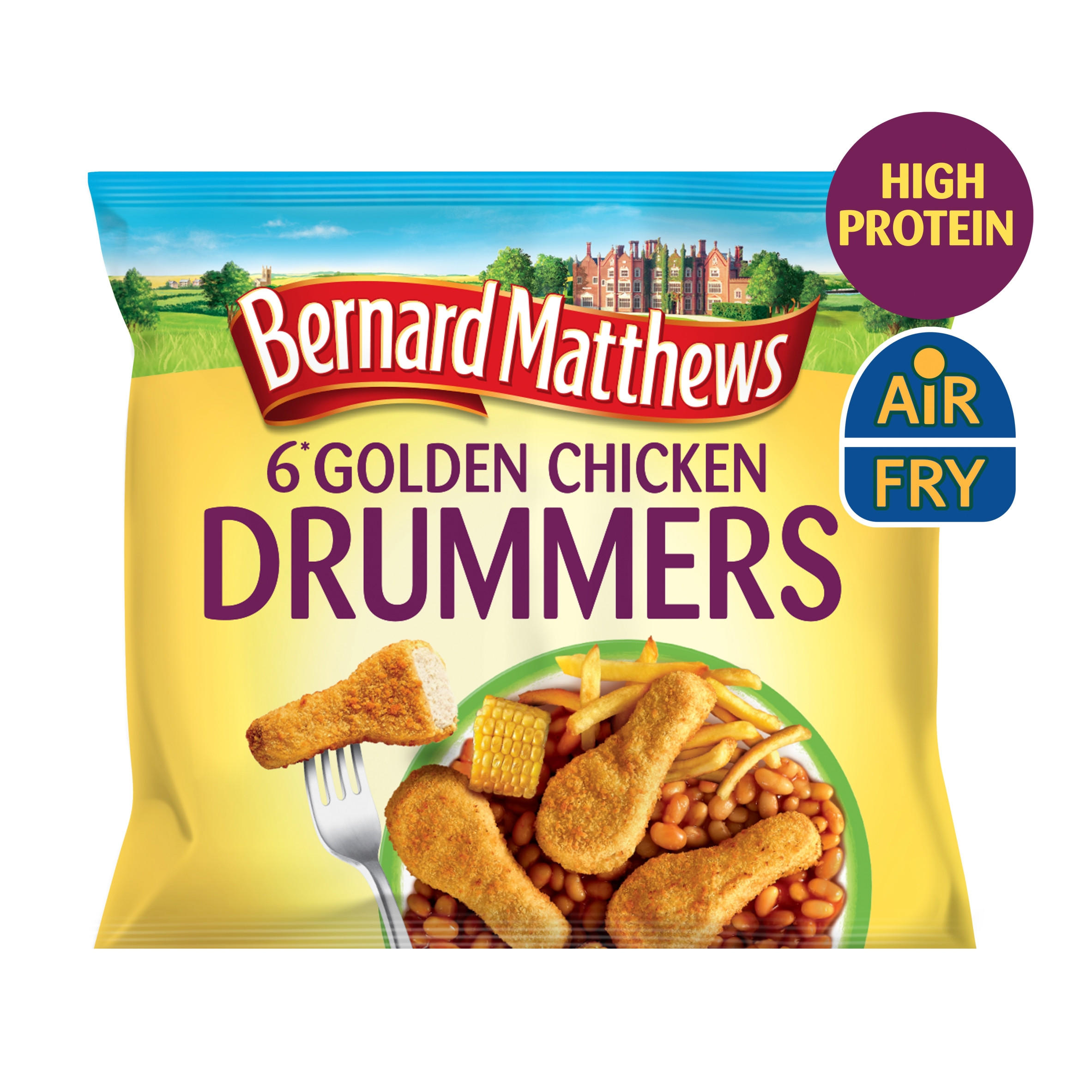 Bernard Matthews 6 Golden Chicken Drummers – Crispy Frozen Chicken Drummers 300g, Fun Meals for Kids