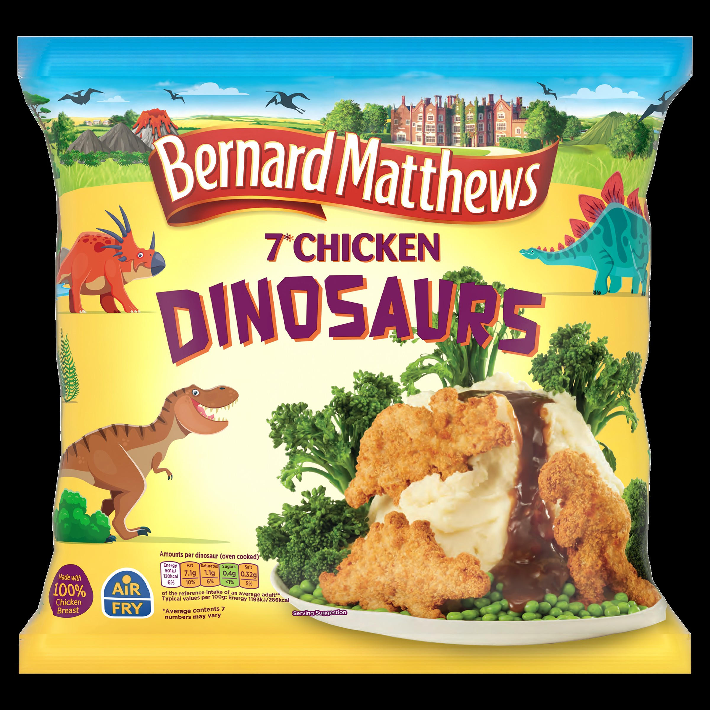 Bernard Matthews Chicken Dinosaurs – Crispy Frozen Chicken Pieces 350g, Fun Meals for Kids