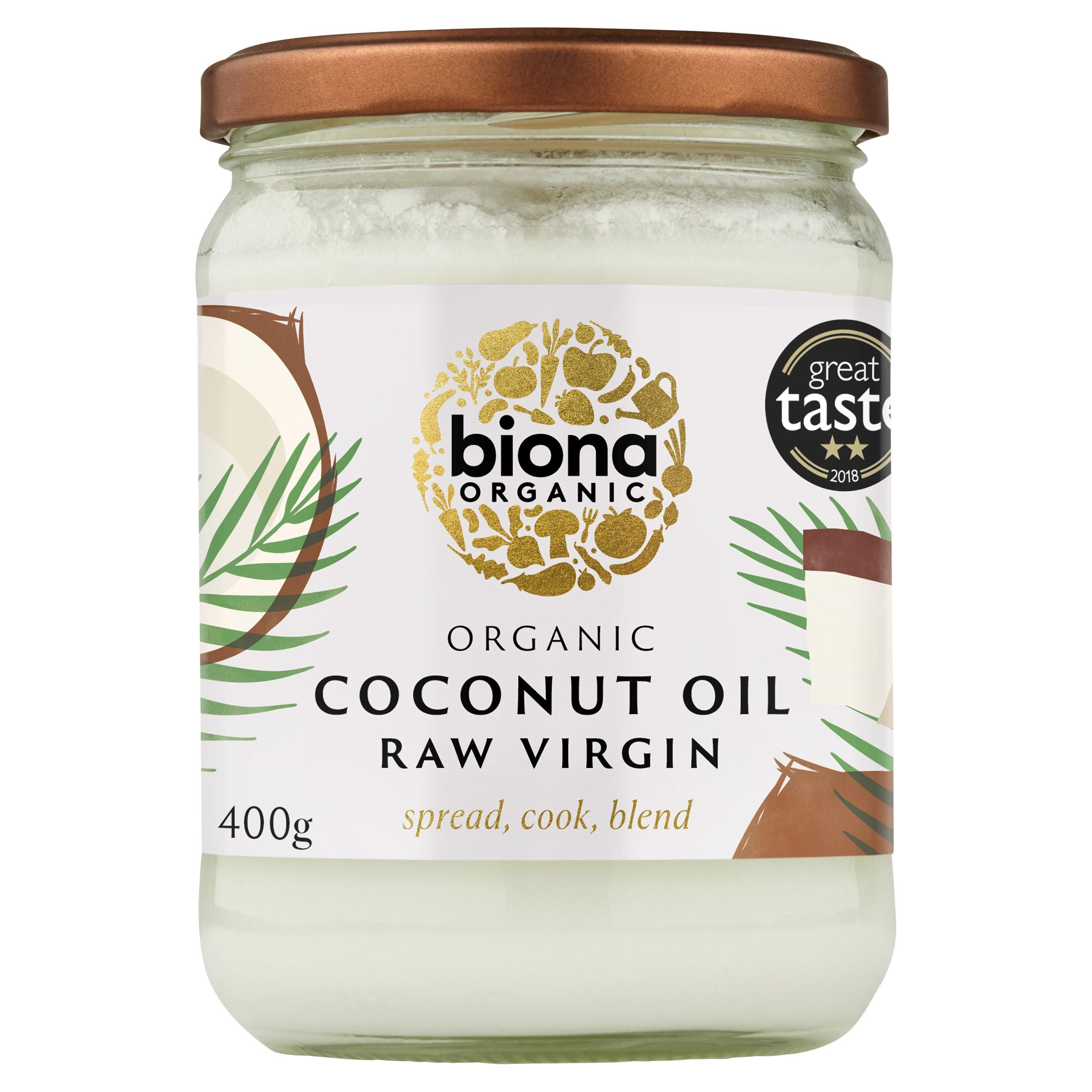 Biona Organic Coconut Oil Raw Virgin 400g Oils & Dressings Iceland