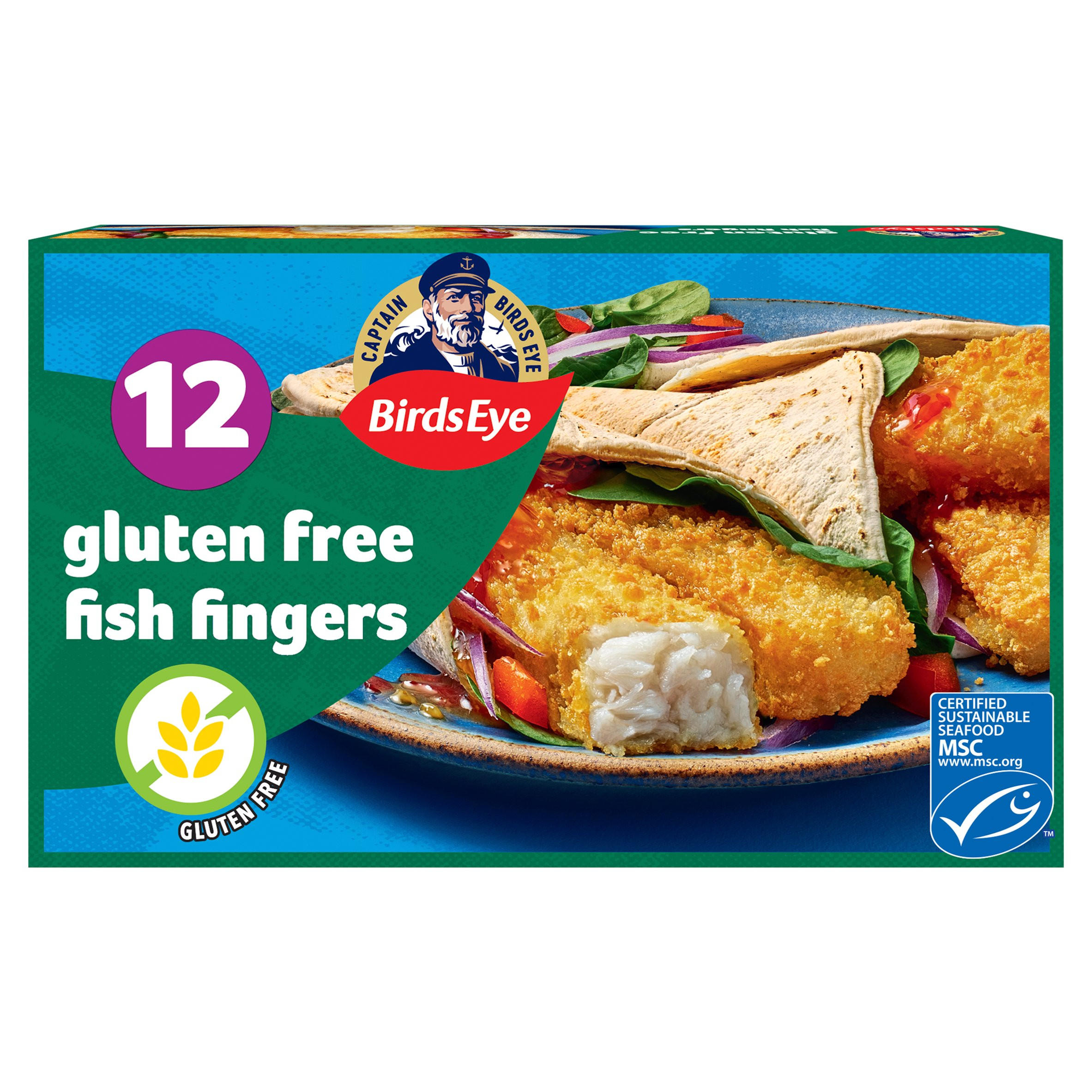 Birds Eye 12 Gluten Free Breaded Fish Fingers 360g, folic acid free