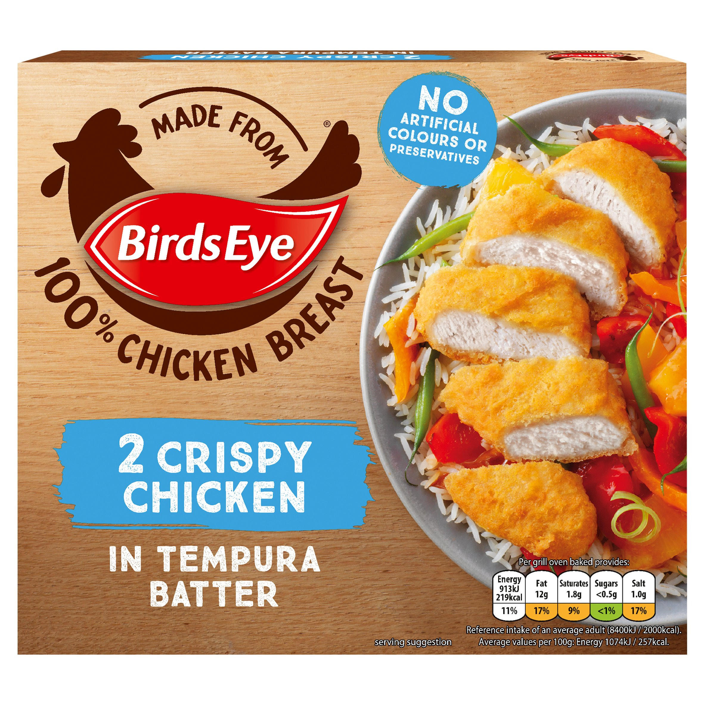 Birds Eye 2 Crispy Chicken in Tempura Batter 170g Breaded & Battered