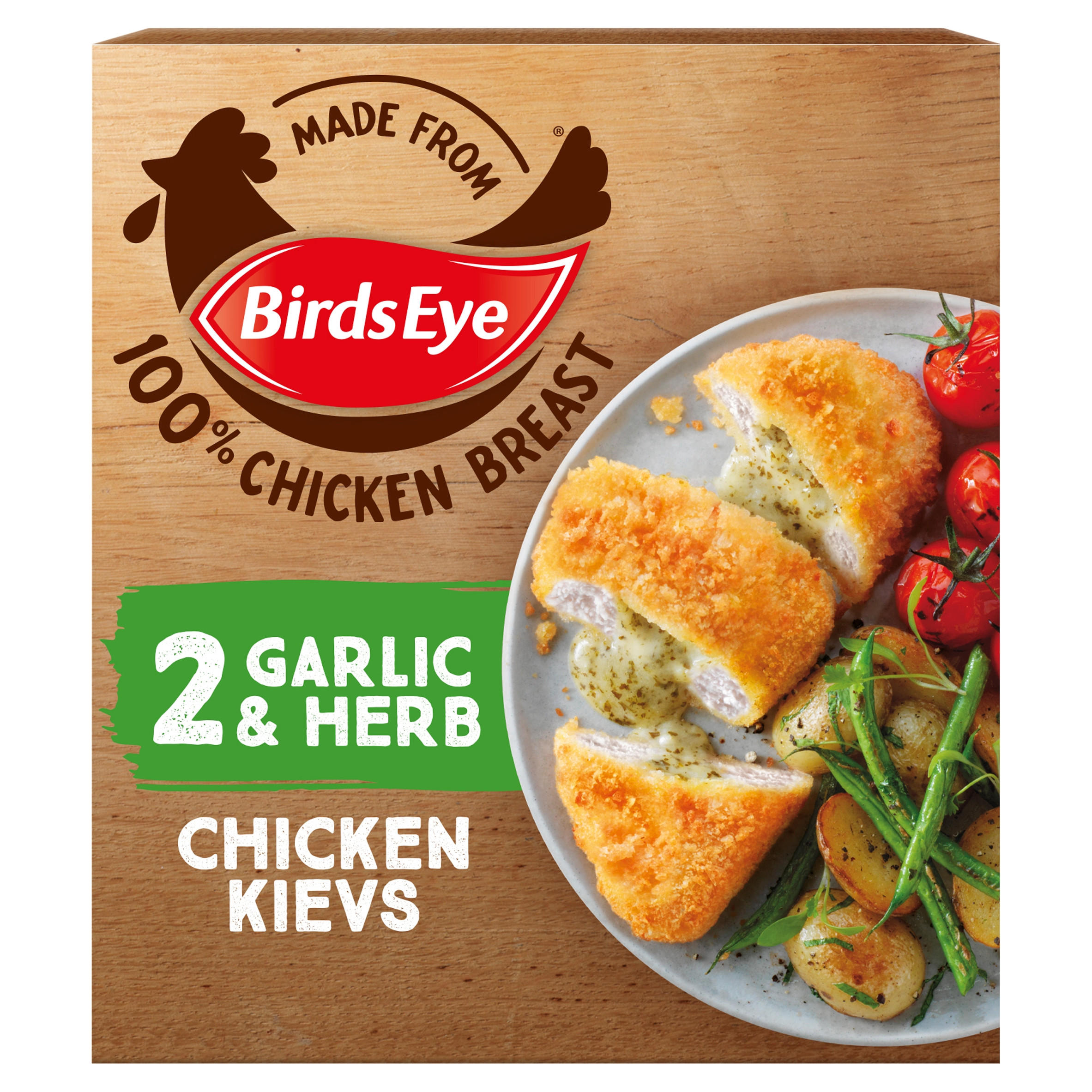 Birds Eye 2 Garlic & Herb Chicken Kievs 204g Breaded & Battered