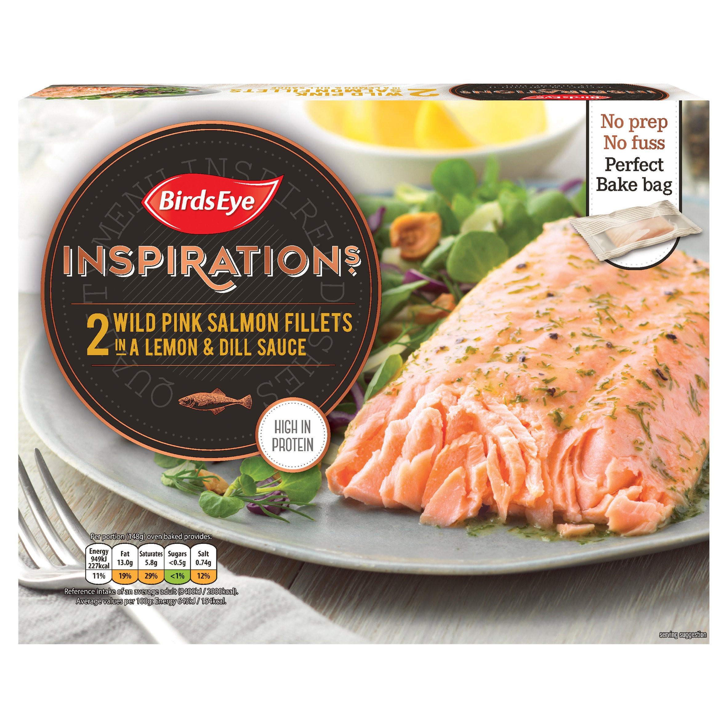 Birds Eye 2 Inspirations Wild Pink Salmon Fillets in a Lemon & Dill