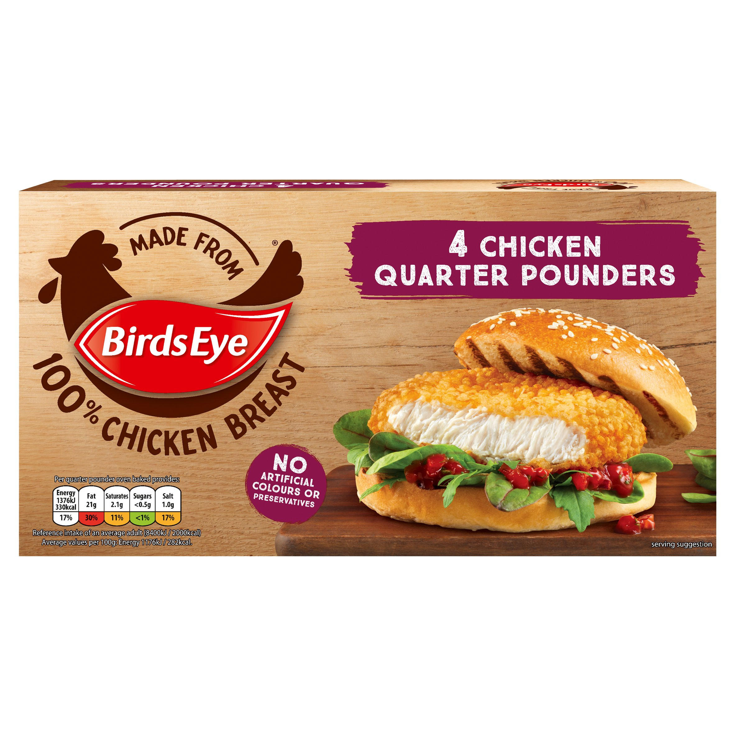 Birds Eye 4 Chicken Quarter Pounders 454g Breaded & Battered Chicken