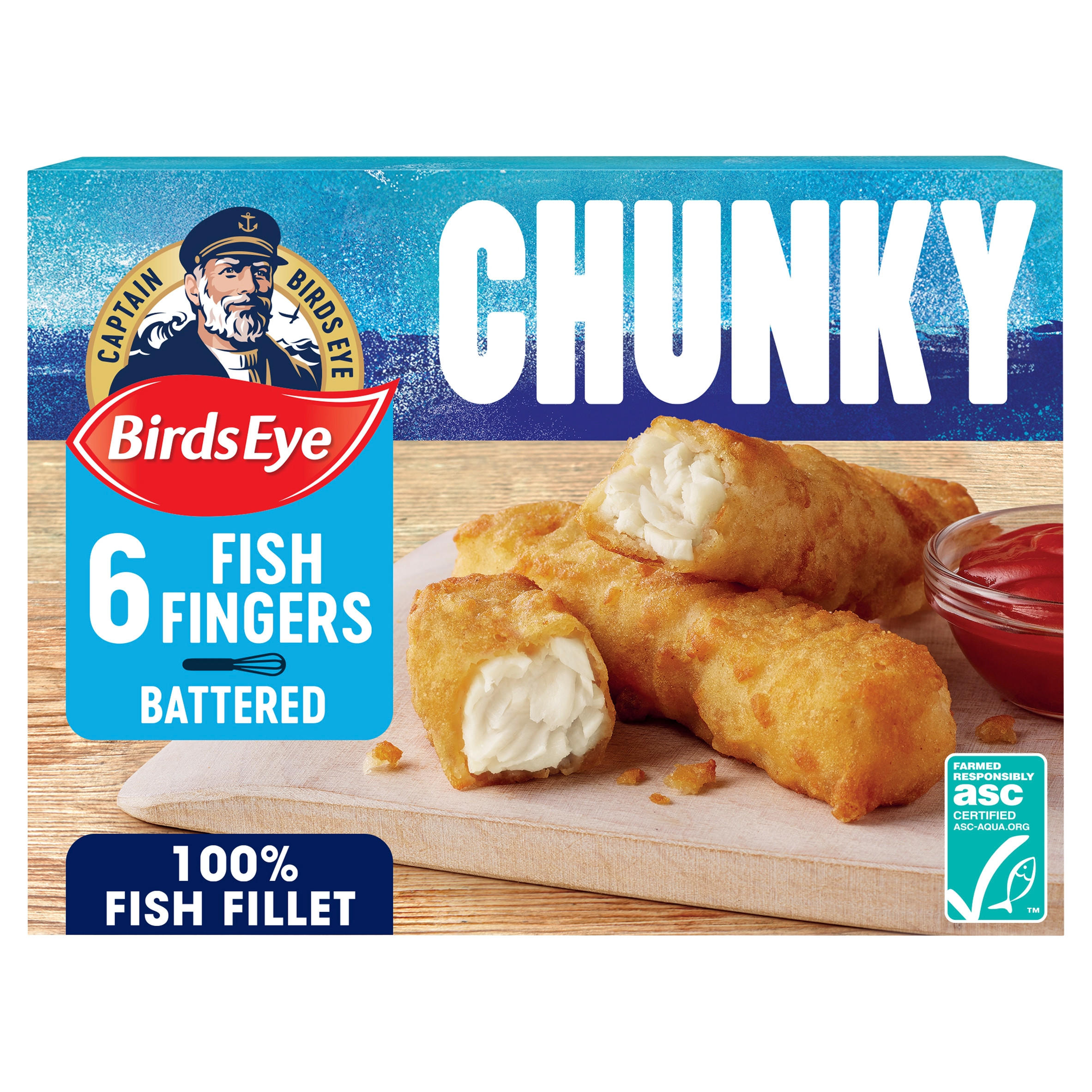 Birds Eye 6 Chunky Battered Fish Fingers 360g, Fish Fingers, Fish Cakes &  Scampi