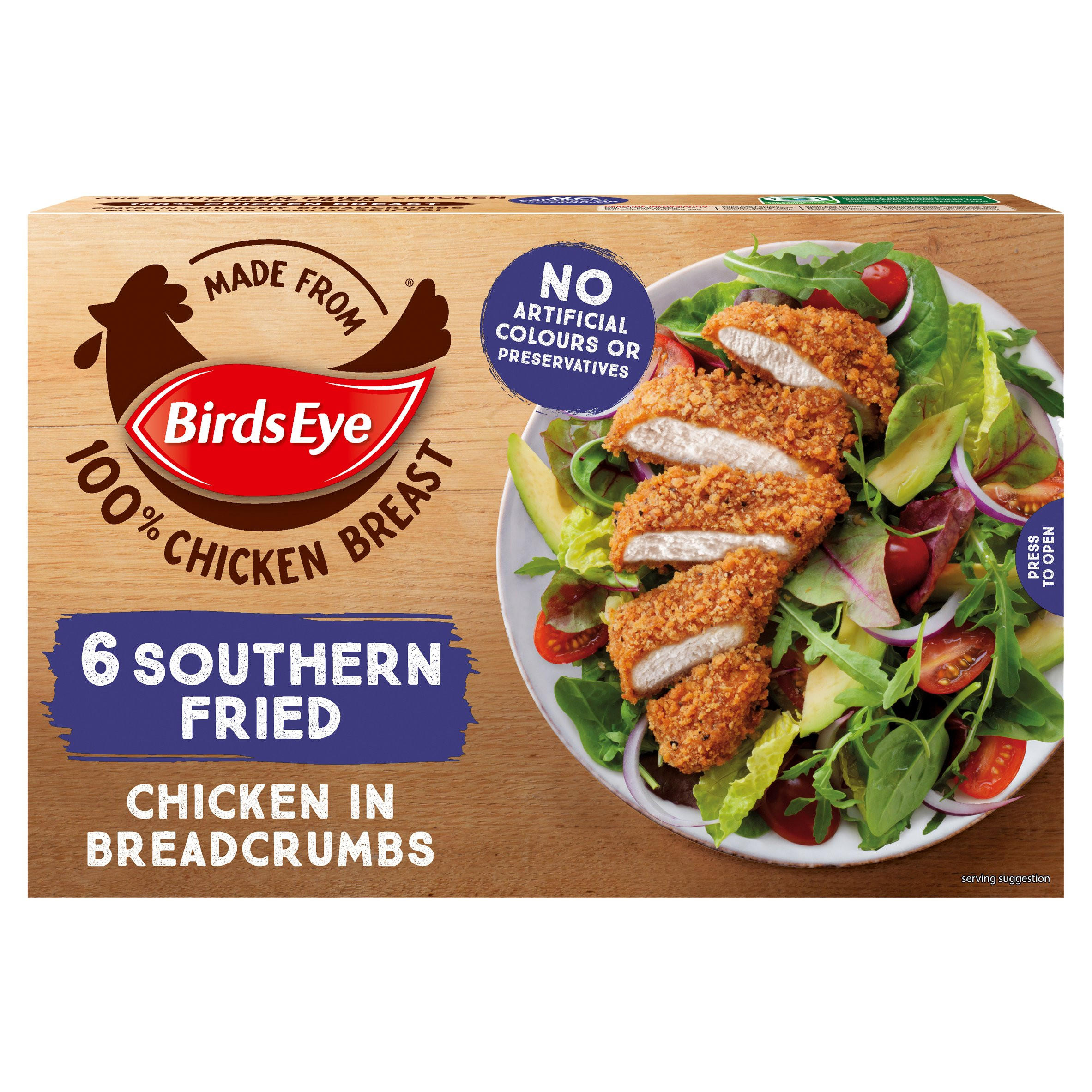 Birds Eye 6 Southern Fried Chicken in Breadcrumbs 540g Chicken