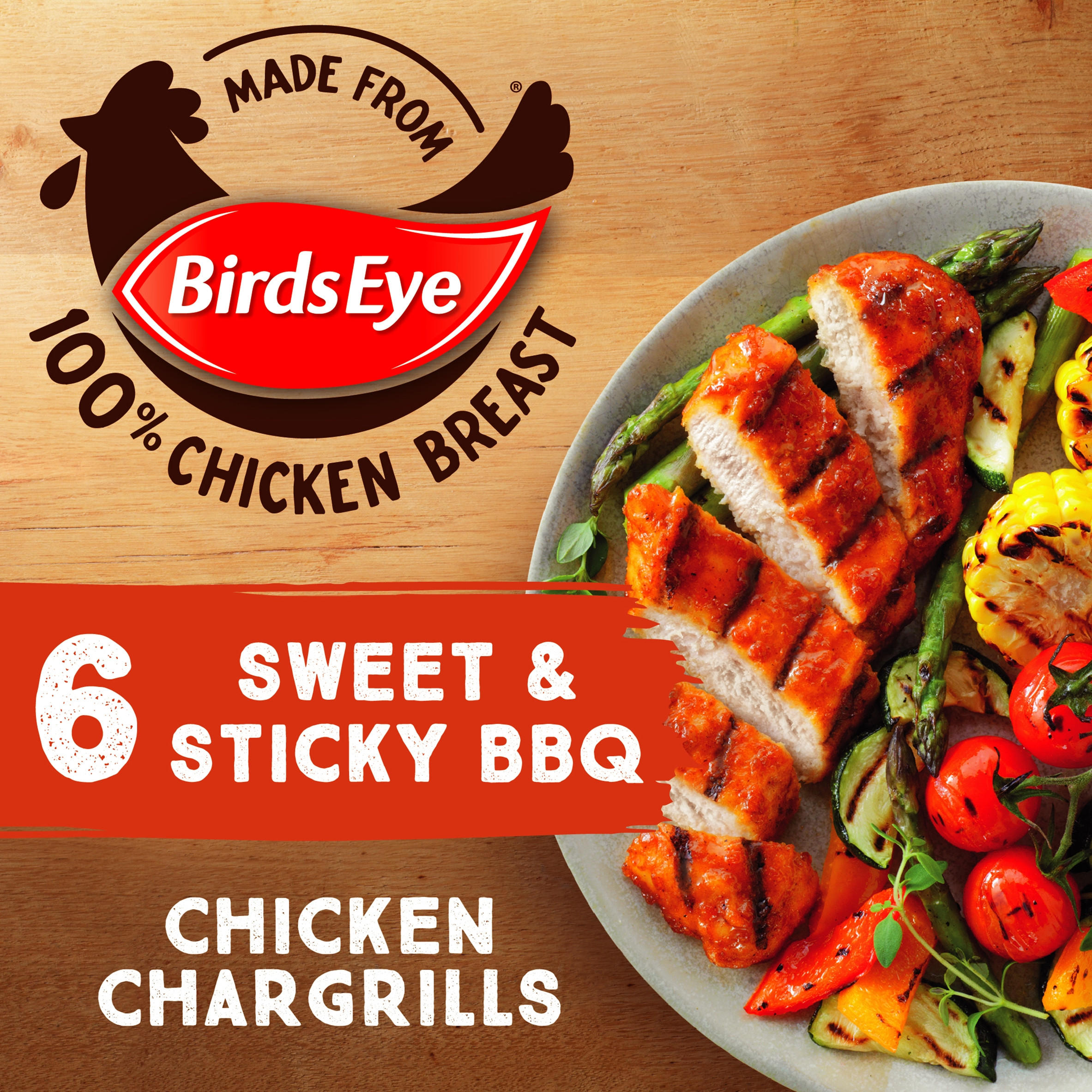Birds Eye 6 Sweet & Sticky BBQ Chicken Chargrills 522g