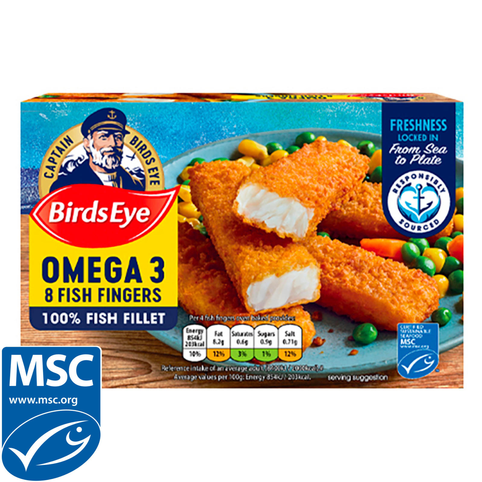 Birds Eye 8 Omega 3 Fish Fingers 200g Fish Fingers, Fish Cakes