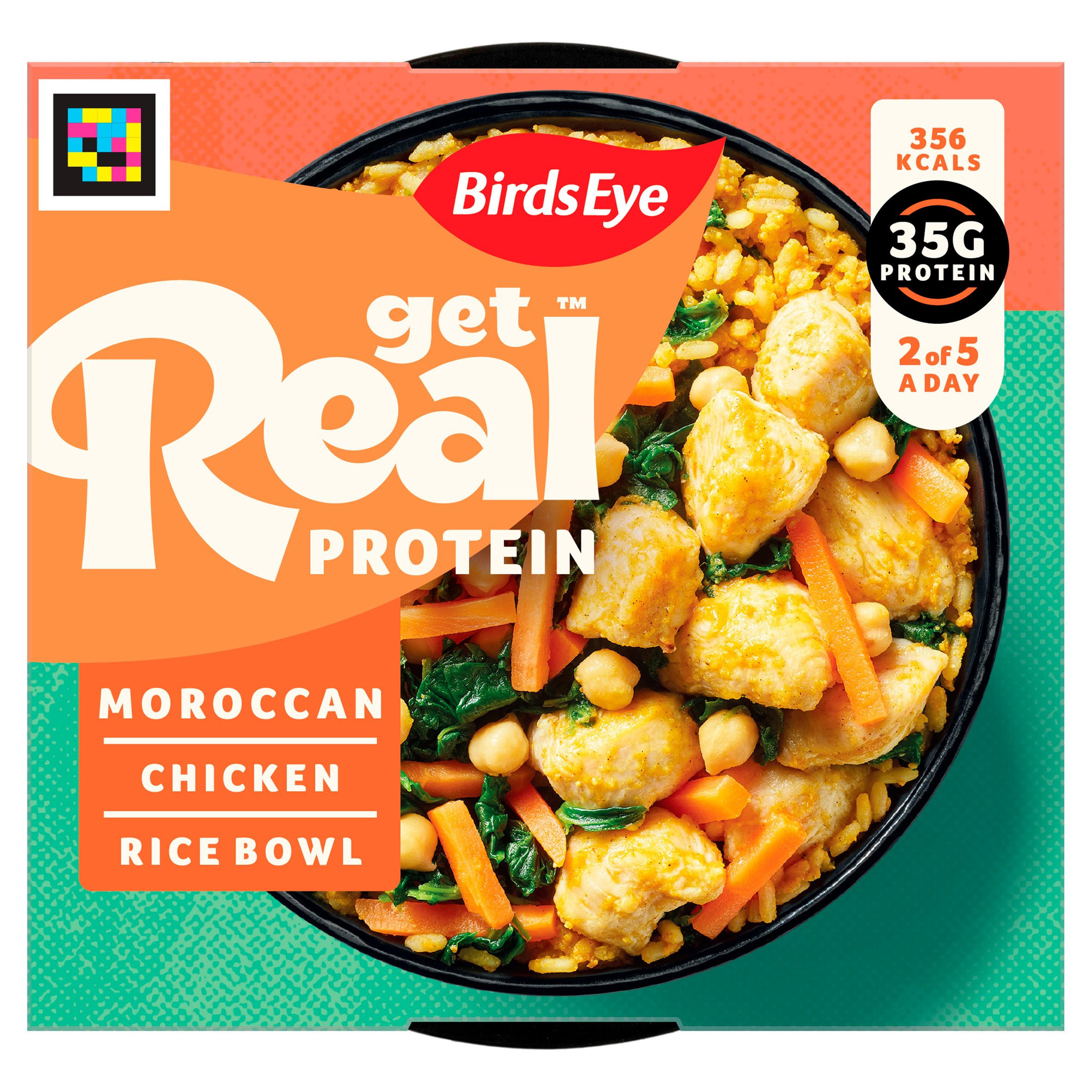 Birds Eye Get Real Protein Moroccan Chicken Rice Bowl 350g, folic acid free