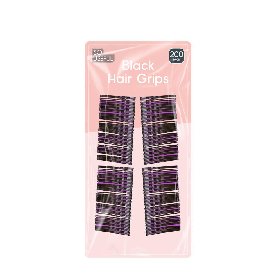 Black Hair Grips 200 Pack