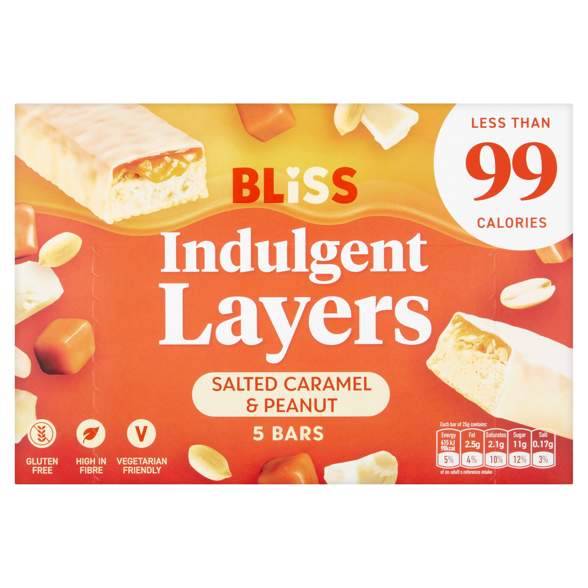 Bliss Indulgent Layers Salted Caramel & Peanut Bars 5 x 25g (125g