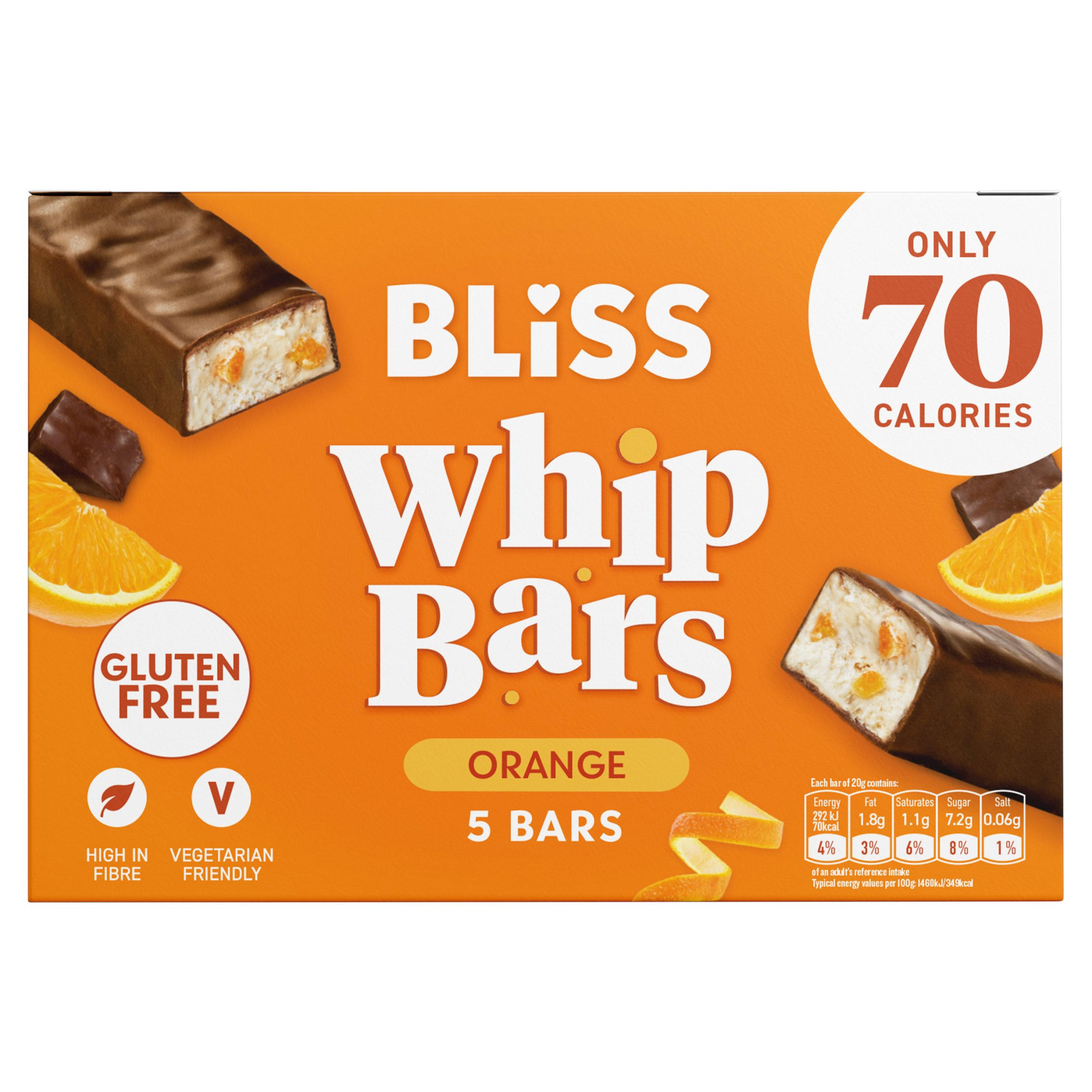Bliss Whip Bars Orange 5 x 20g (100g), folic acid free