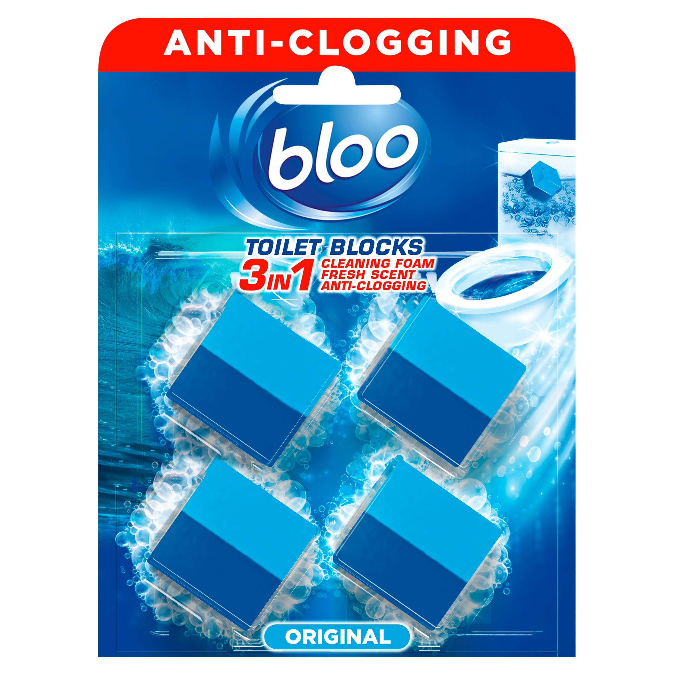 Bloo 2in1 In-Cistern Original Blue Toilet Blocks 4 x 50g (200g)
