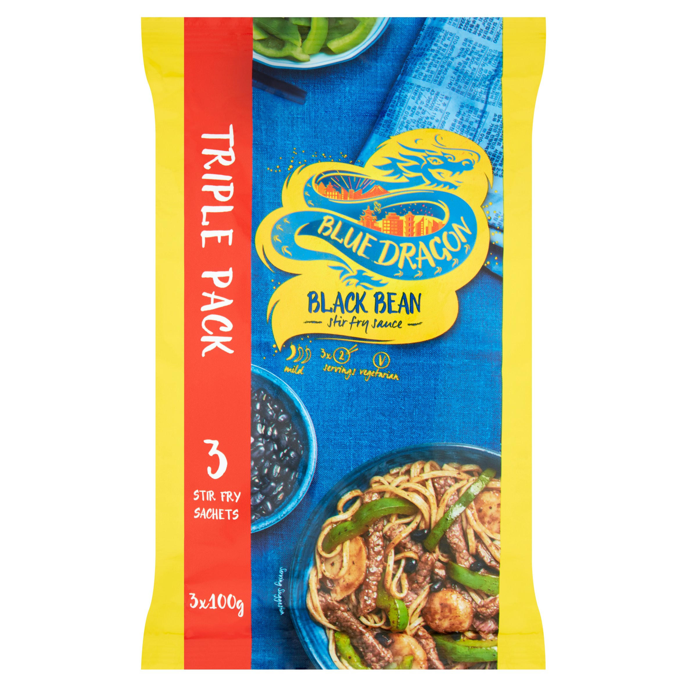 Blue Dragon Black Bean Stir Fry Sauce 3 x 100g, folic acid free