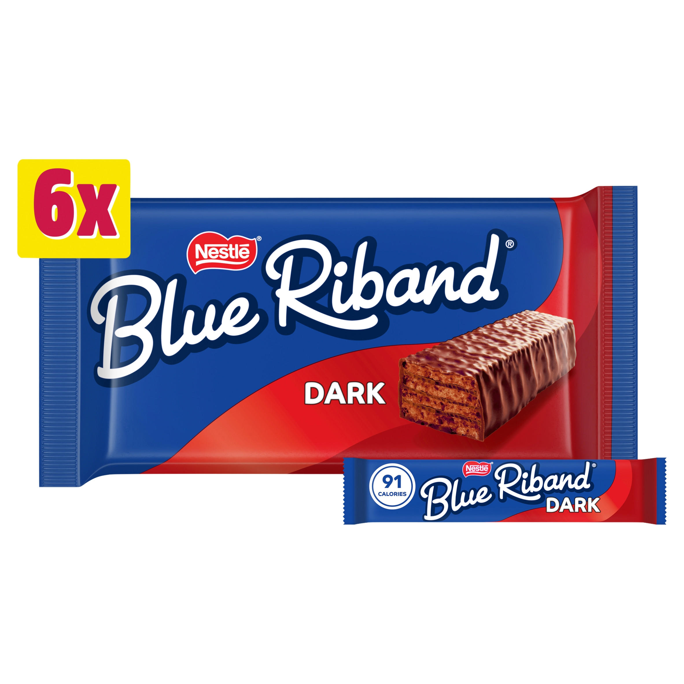 Blue Riband Dark Chocolate Wafer Biscuit Bar 6 Pack Multipack 105g