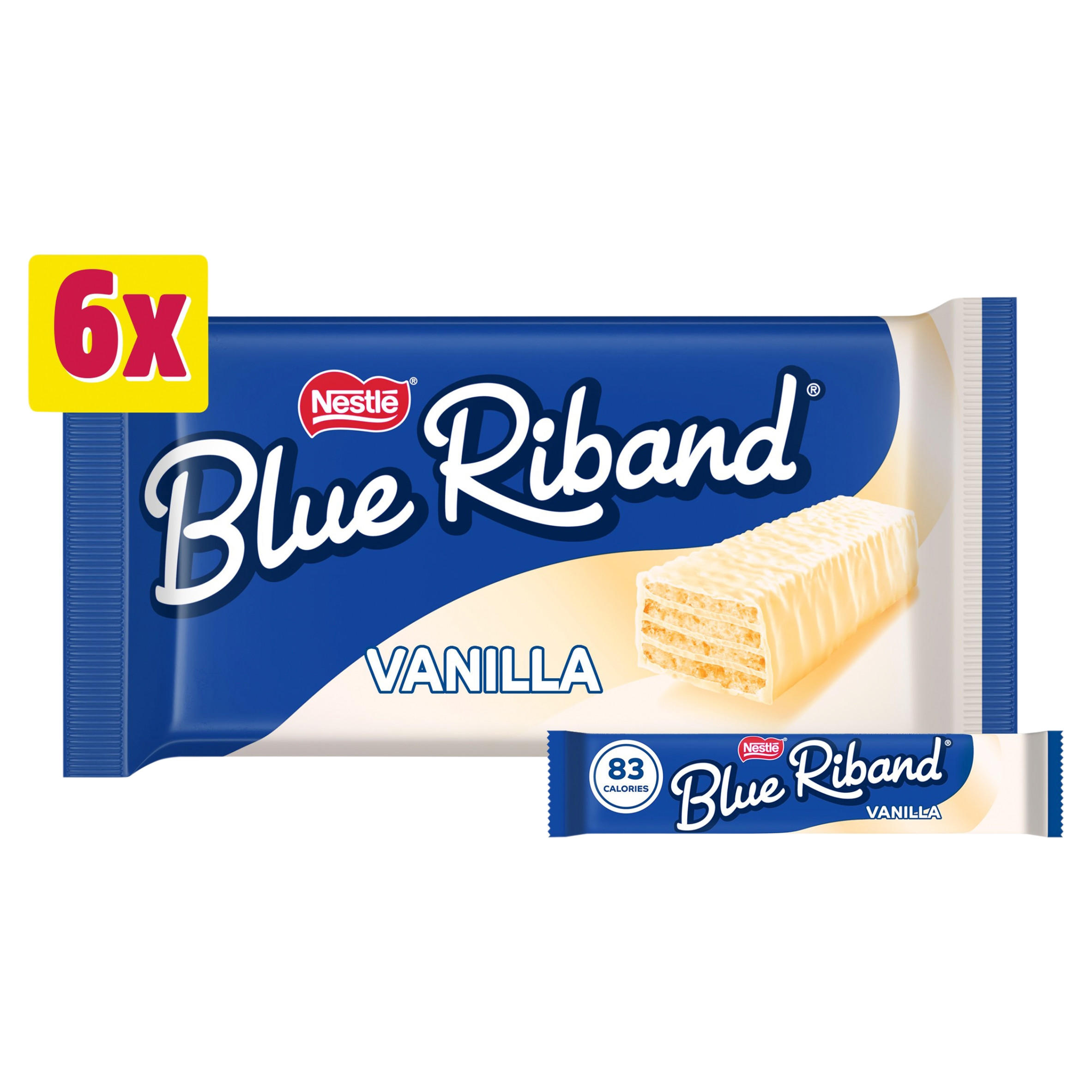 Blue Riband Vanilla White Wafer Biscuit Bar 6 Pack Multipack 90g