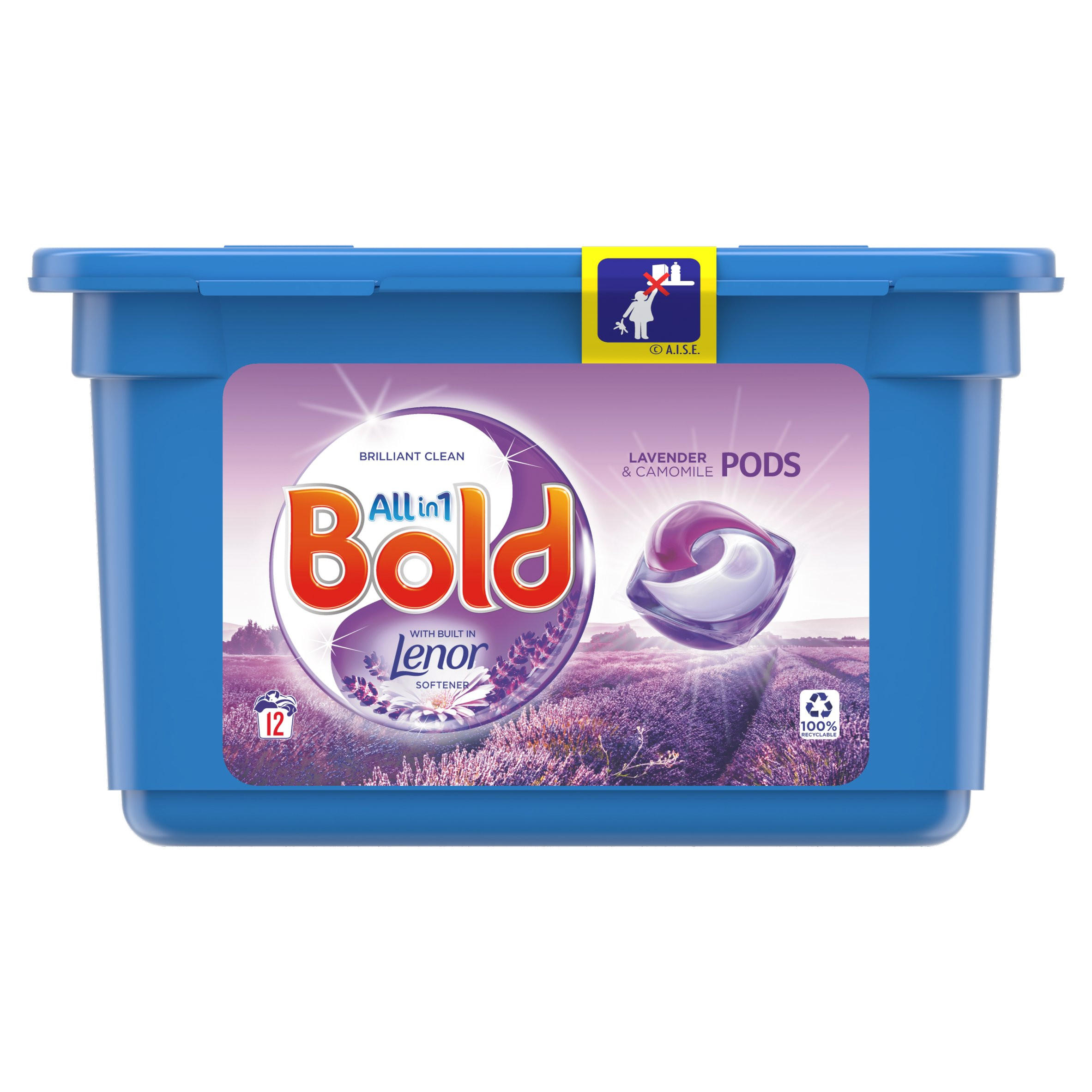 Bold All-in-1 Pods Washing Capsules Lavender & Camomile 12 Washes ...