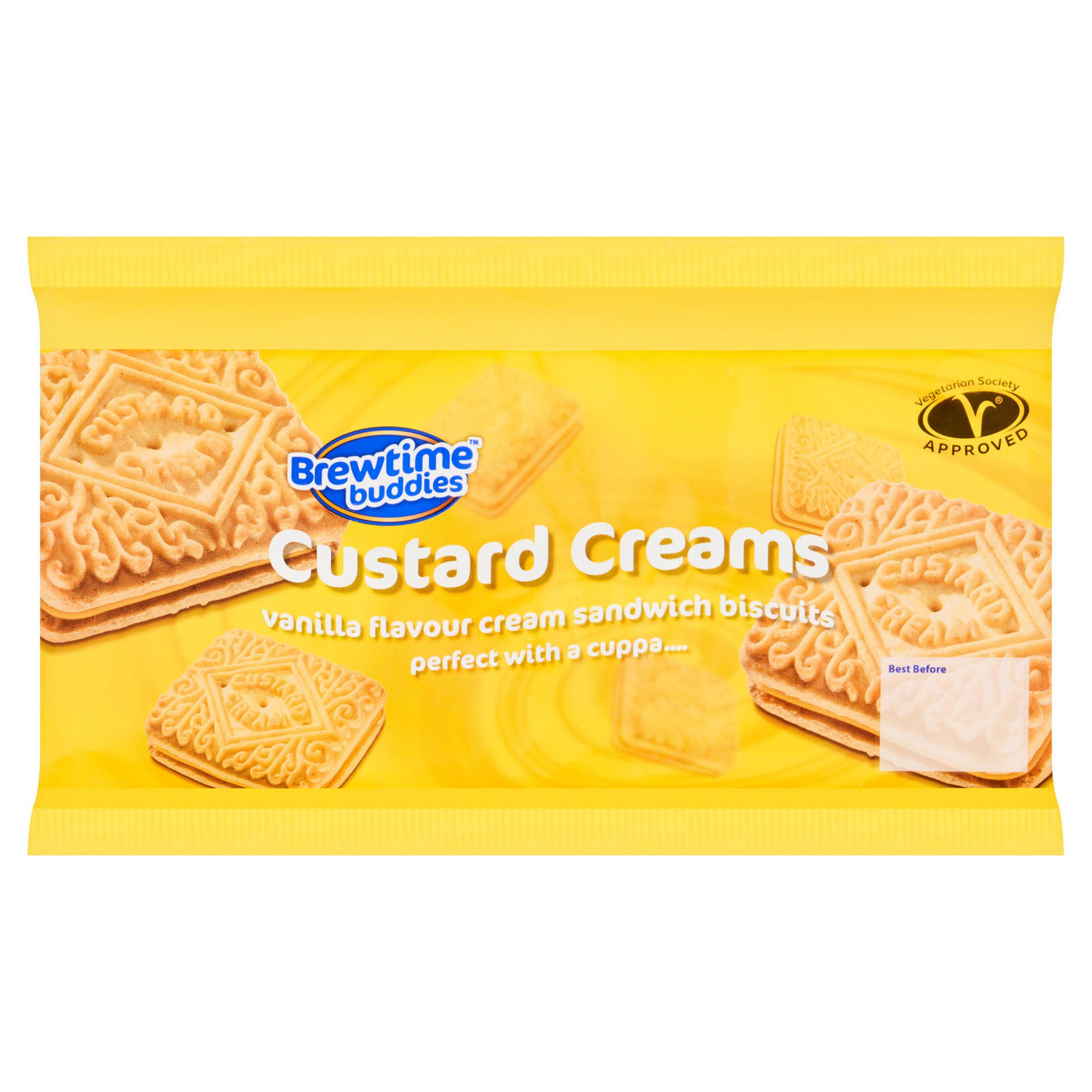 Brewtime Buddies Custard Creams Vanilla Flavour Cream Sandwich Biscuits 300g