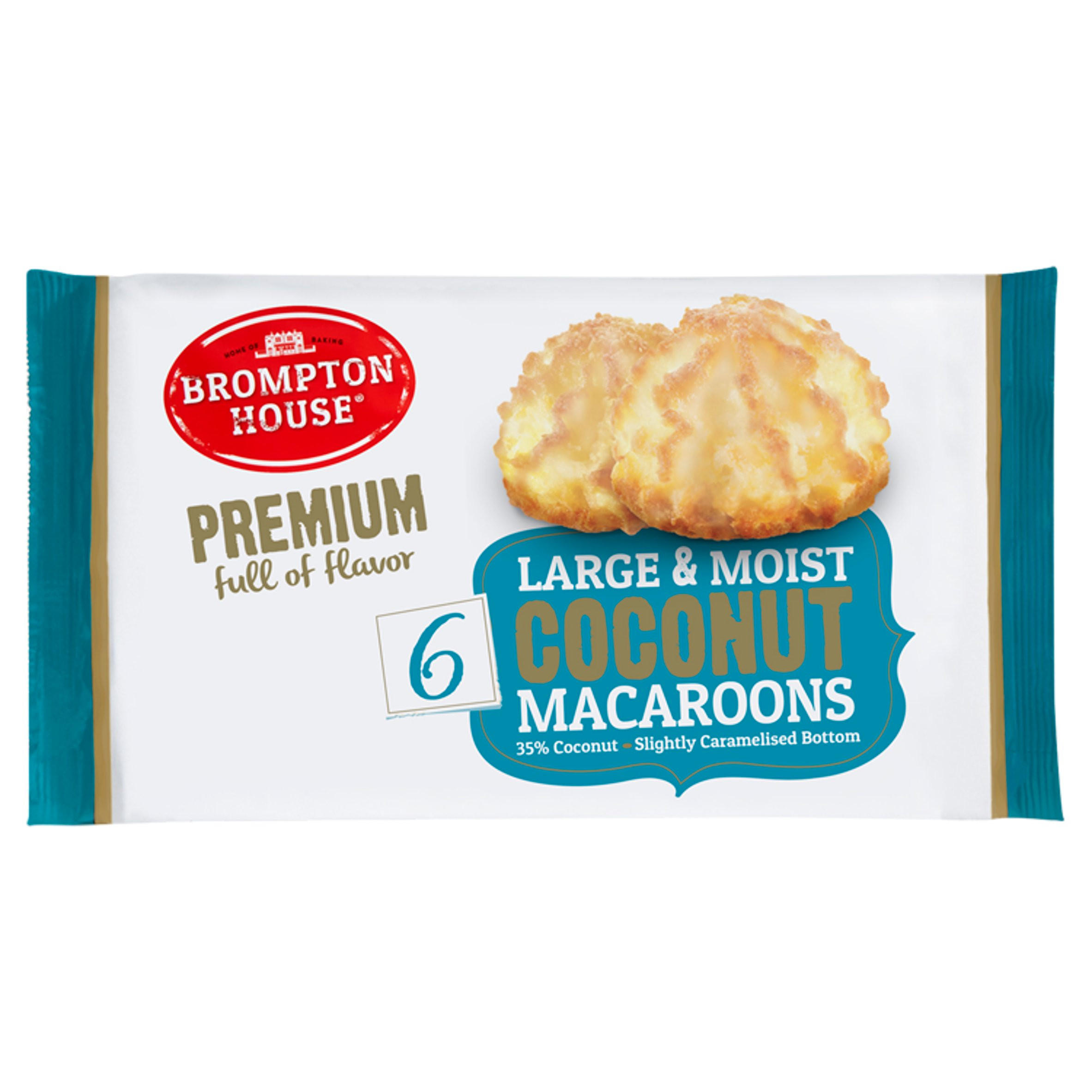 Brompton House Premium 6 Large & Moist Coconut Macaroons x 33g (200g) Muffins & Mini Bites