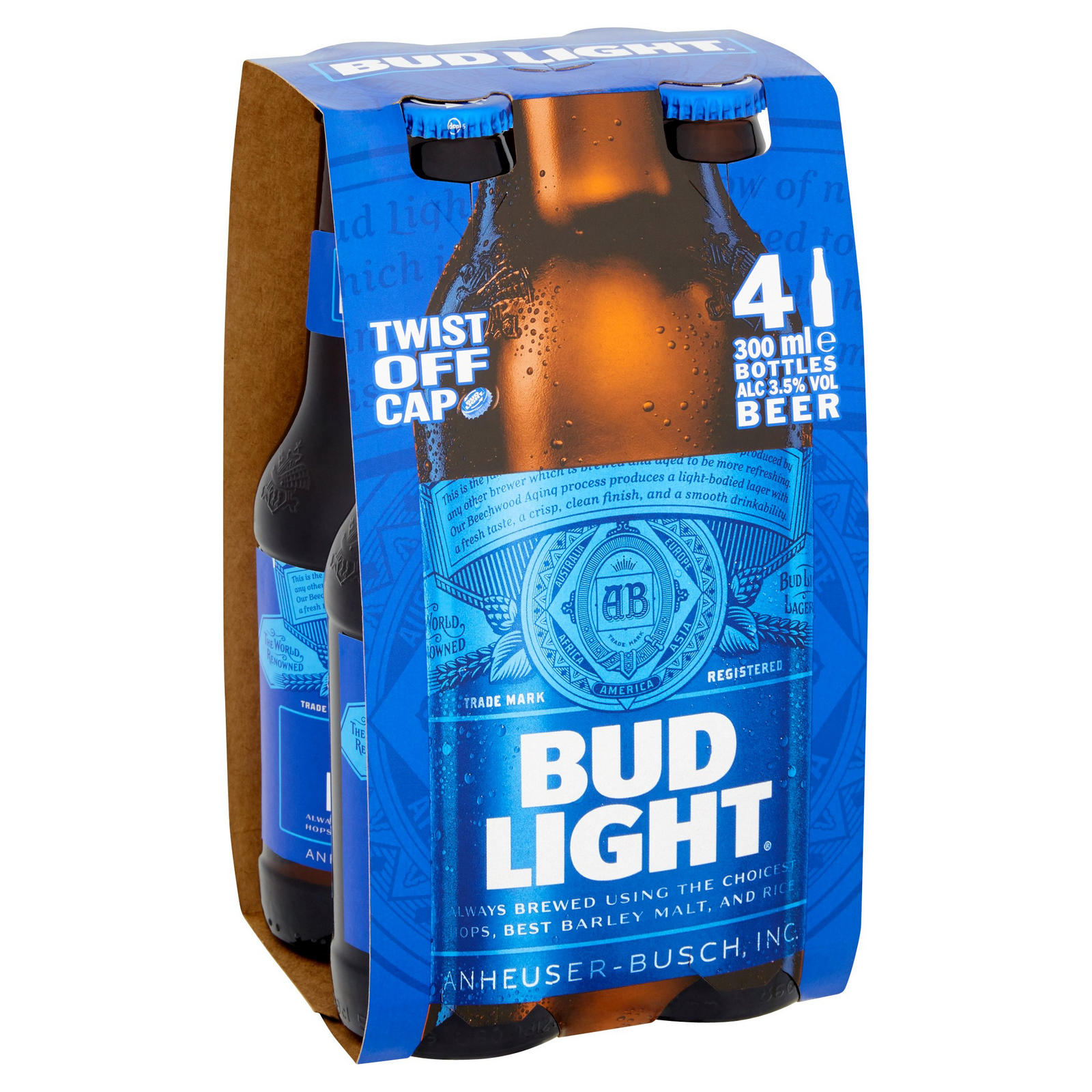 Bud Light Lager Beer Bottles 4 x 300ml Beer Iceland Foods