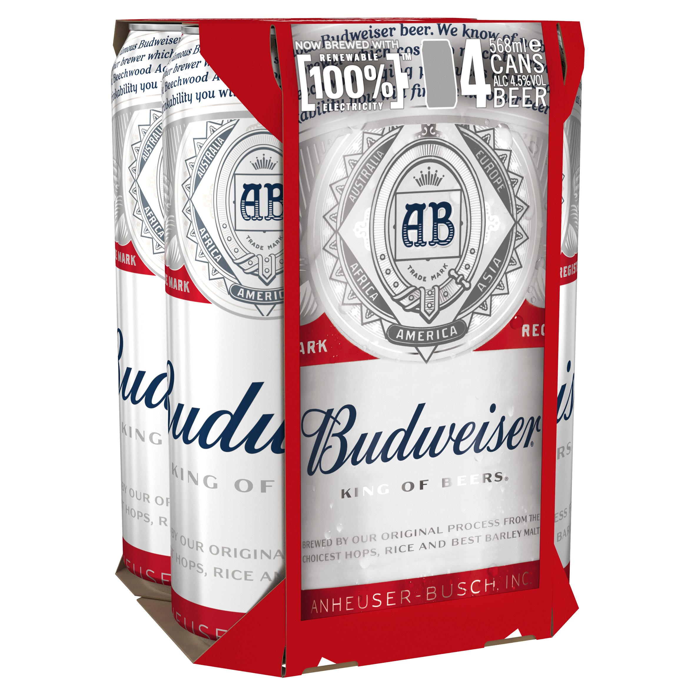 Budweiser Beer Cans 4 x 568ml Beer Iceland Foods