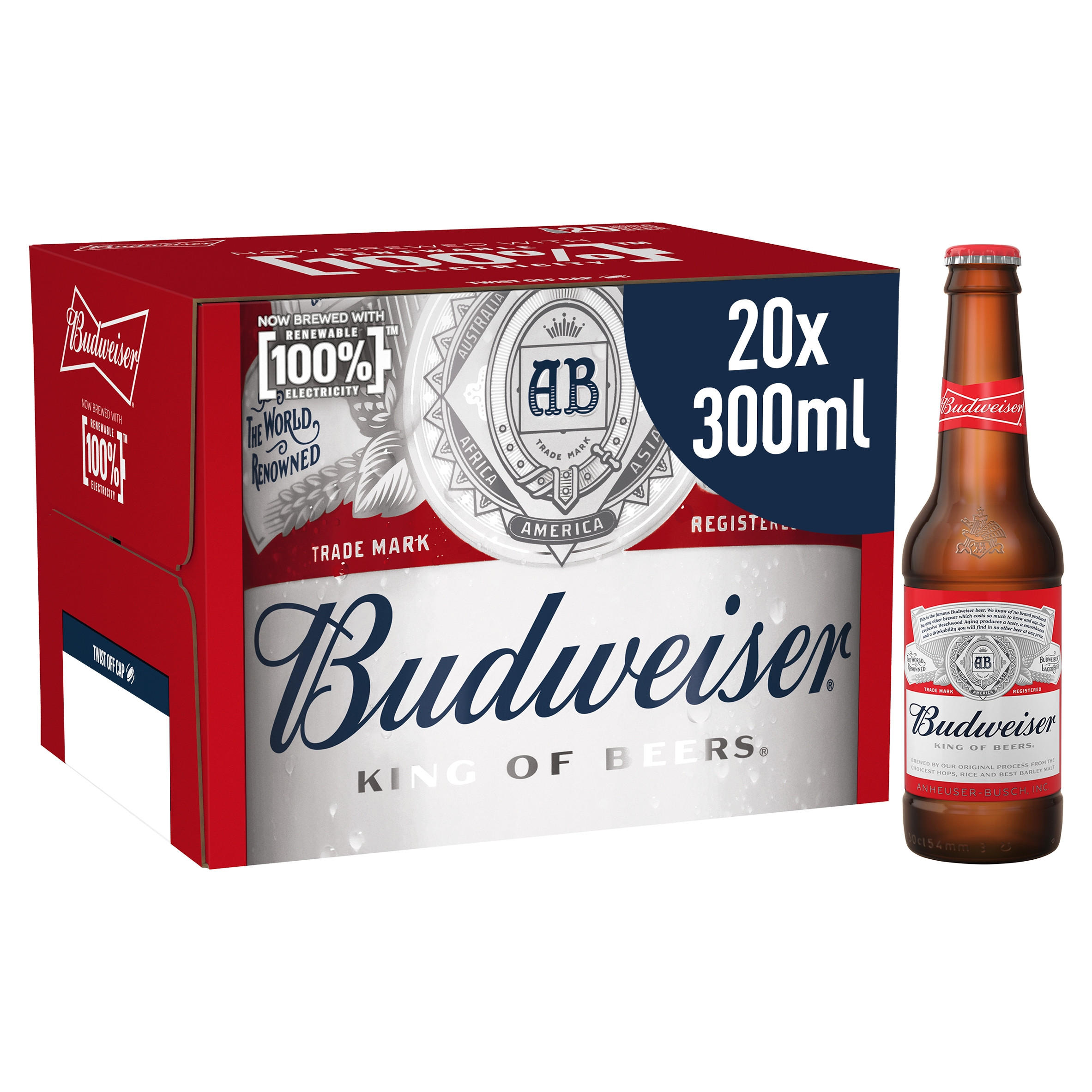 Budweiser Lager Beer Bottles 20 x 300ml | Beer | Iceland Foods