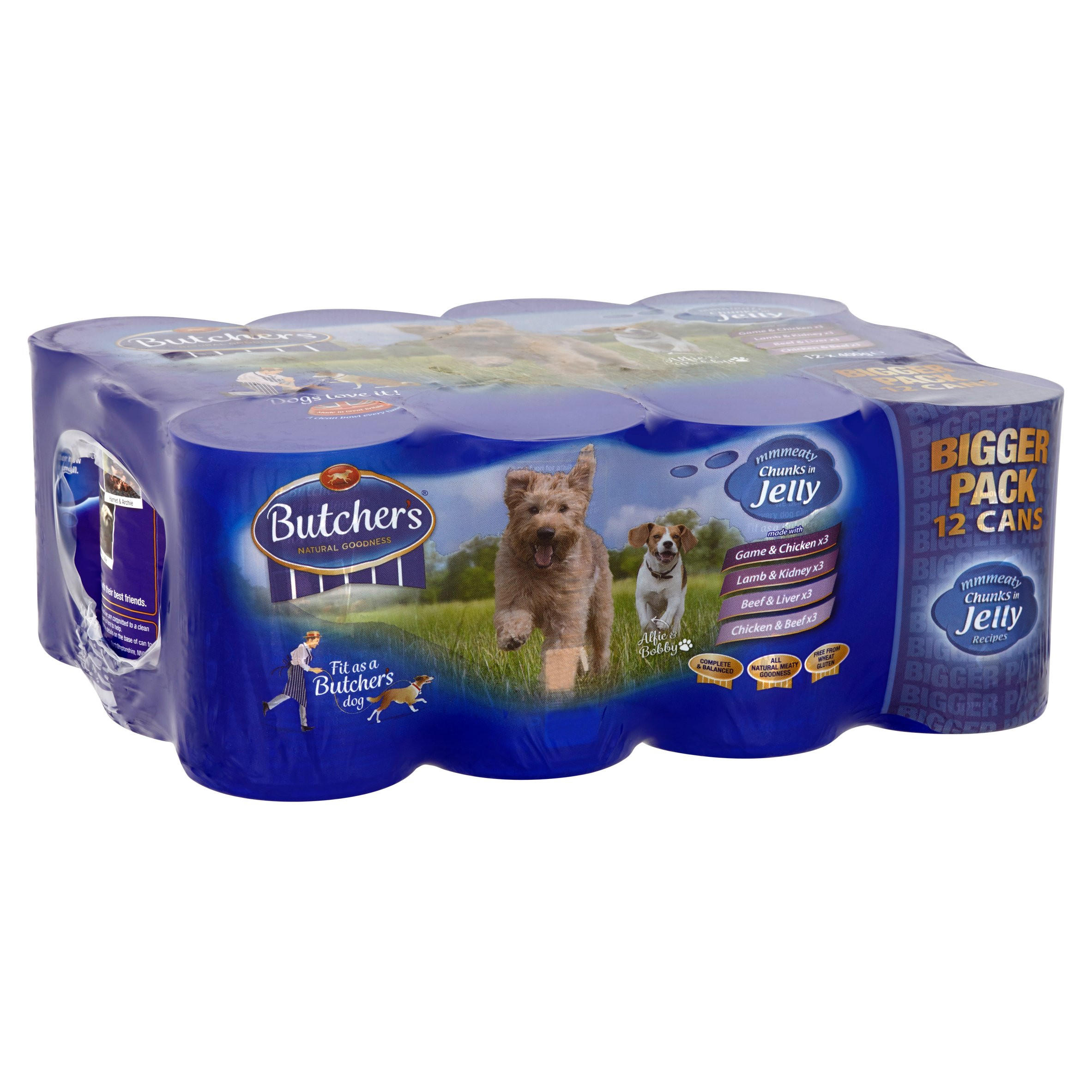 Butcher's Meaty Chunks in Jelly Wet Dog Food Tins 12 x 400g Pet Food