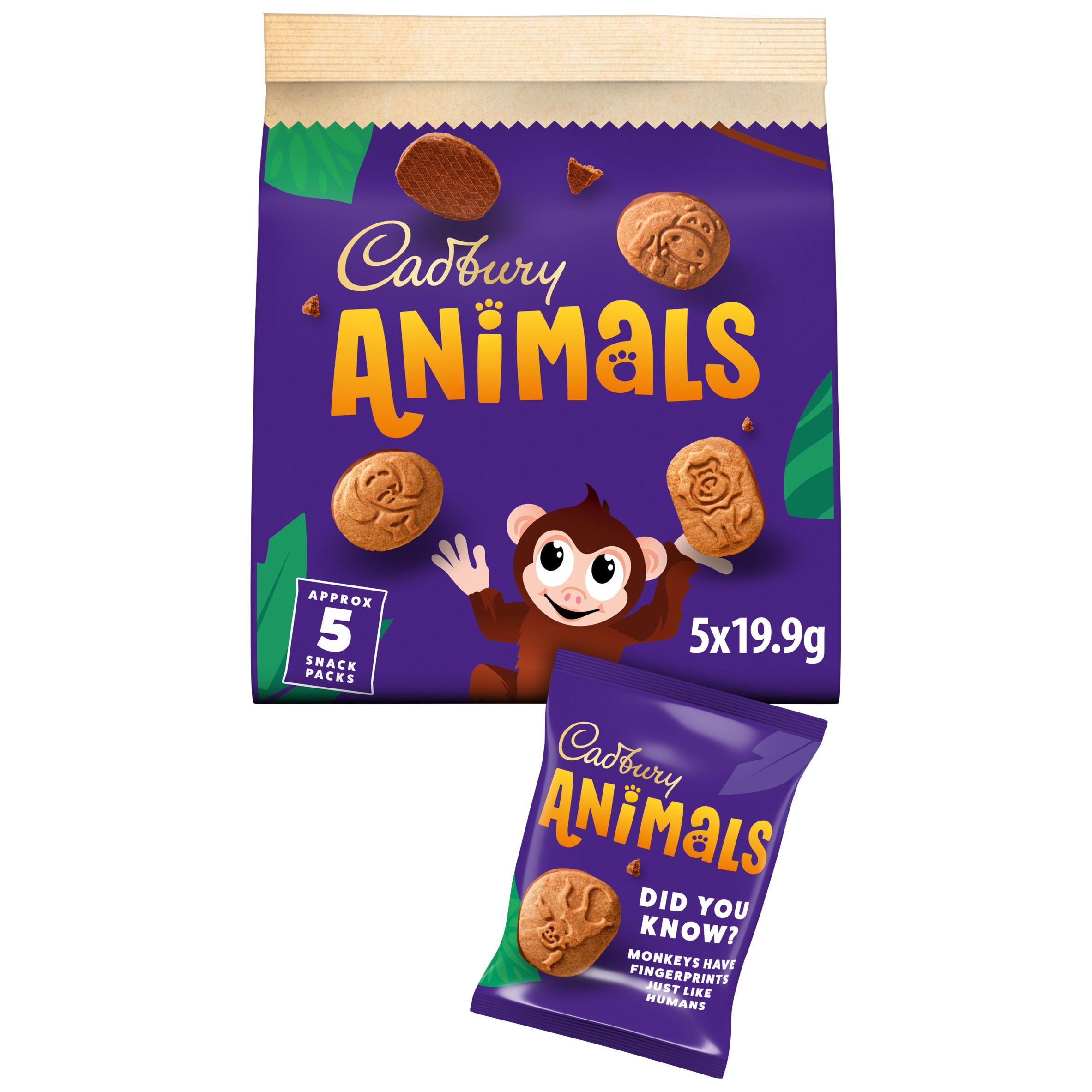 Cadbury Animals Mini Chocolate Biscuits 5 Pack Multipack 99.5g (5 x 19.9g)