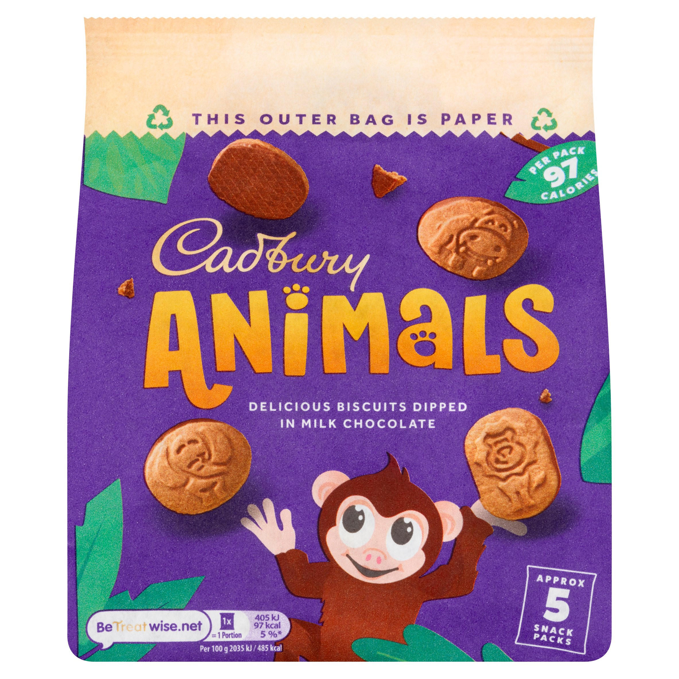 Cadbury Animals Milk Chocolate Mini Biscuits x 5 99.5g | Chocolate ...